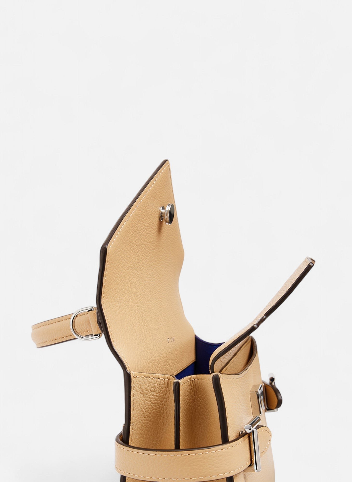 Petit sac à main double rabat emilie en cuir grainé LE TANNEUR Beige