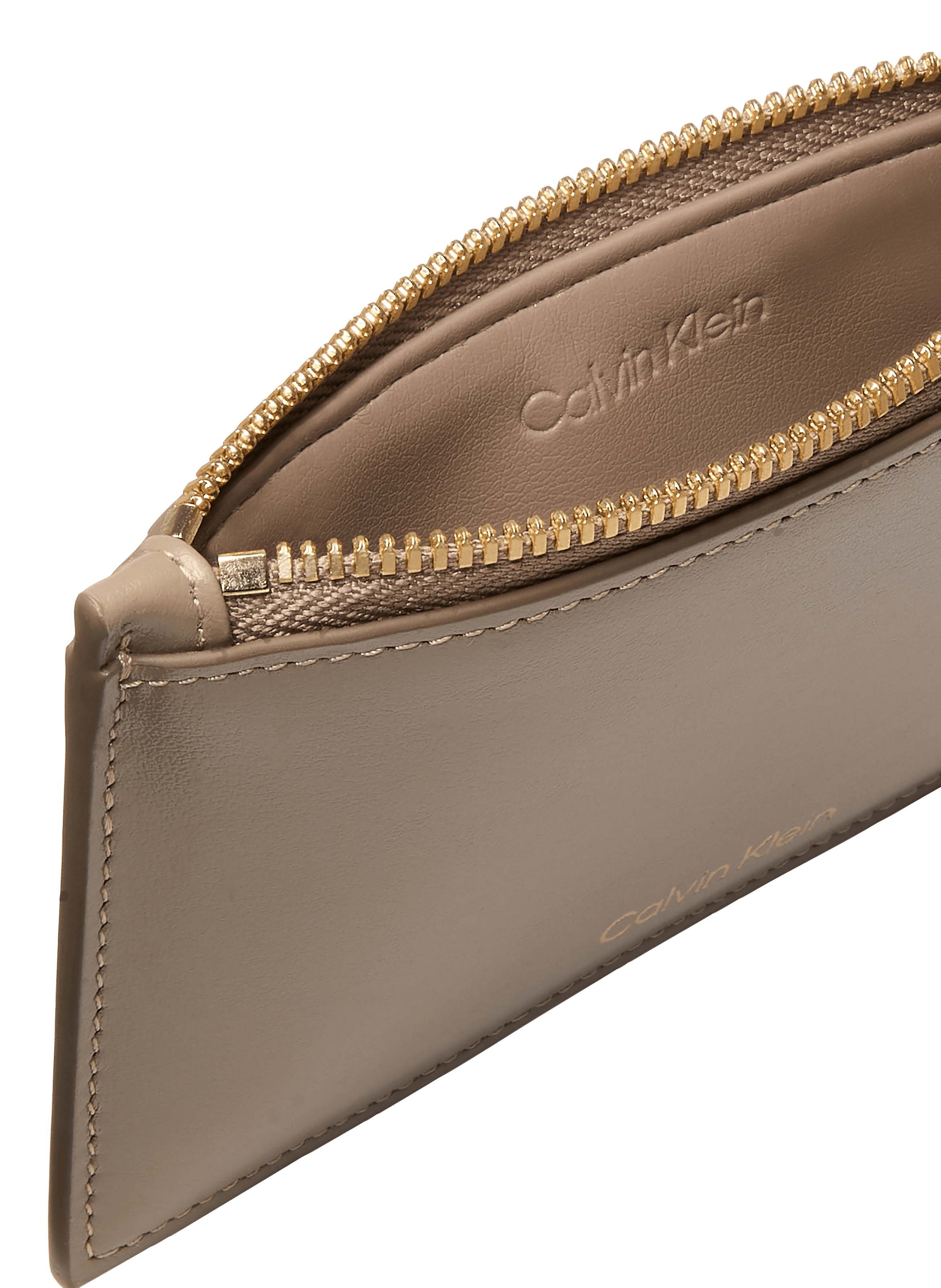  Leather card holder CALVIN KLEIN Beige