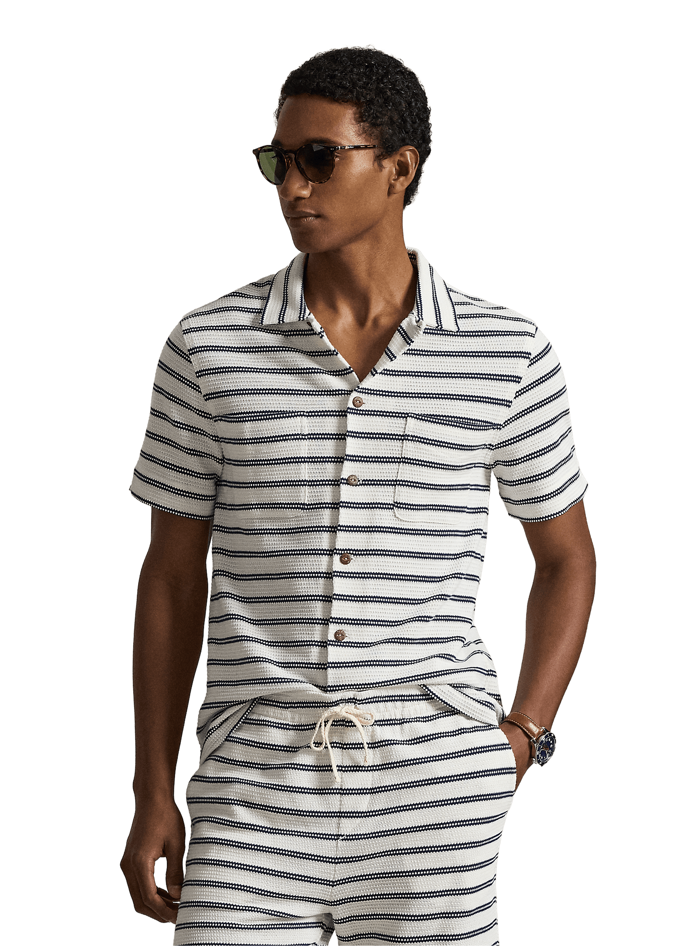 Chemise manches courtes à rayures en coton POLO RALPH LAUREN Multicolore