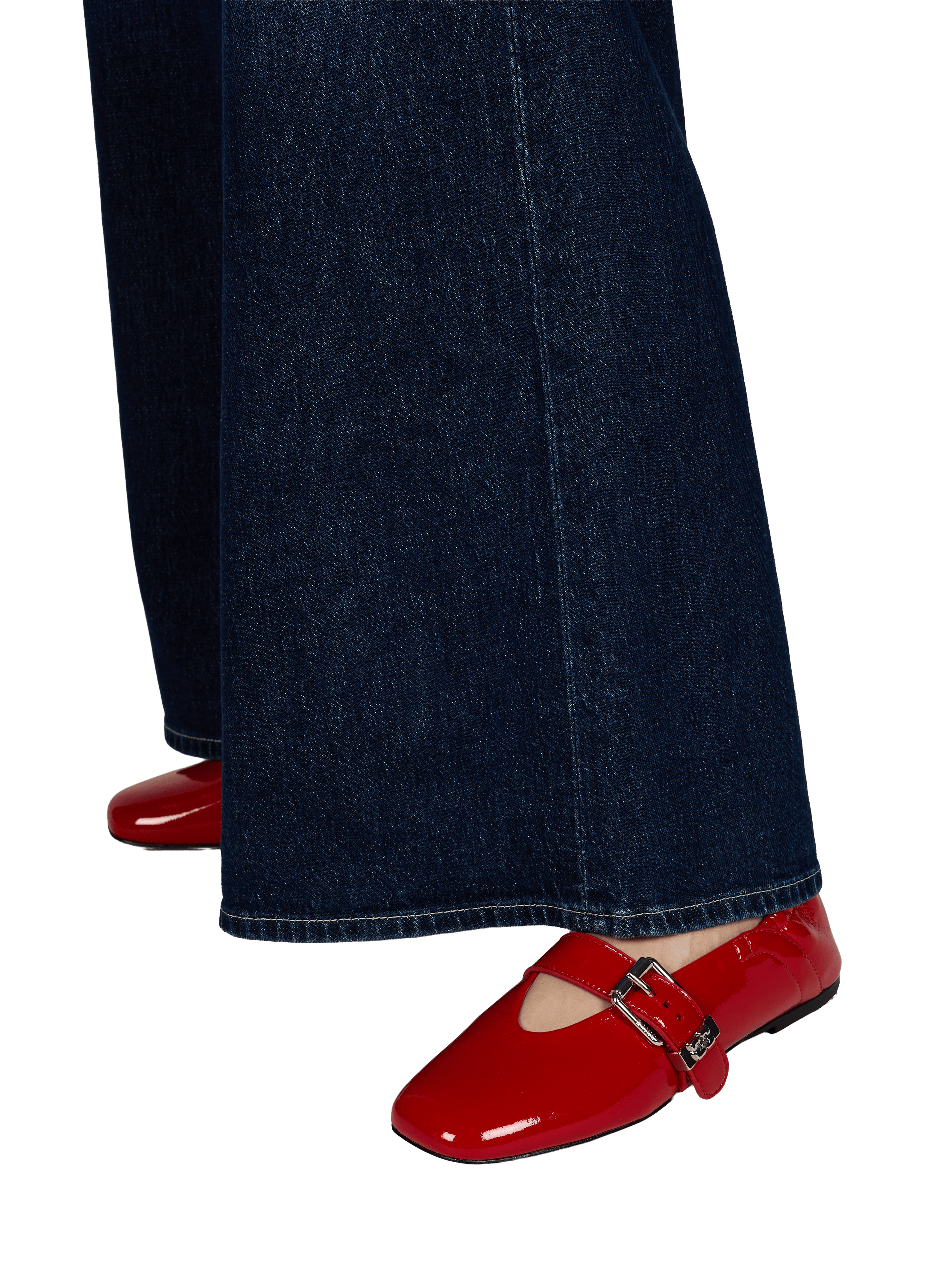 Ballerines vernies à boucle métallique GANNI Rouge