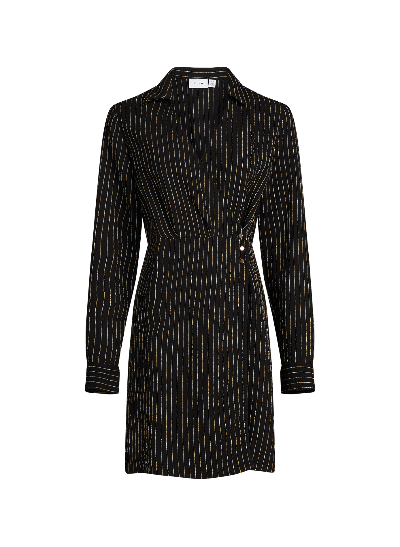 Robe col croisé à rayures VILA Noir