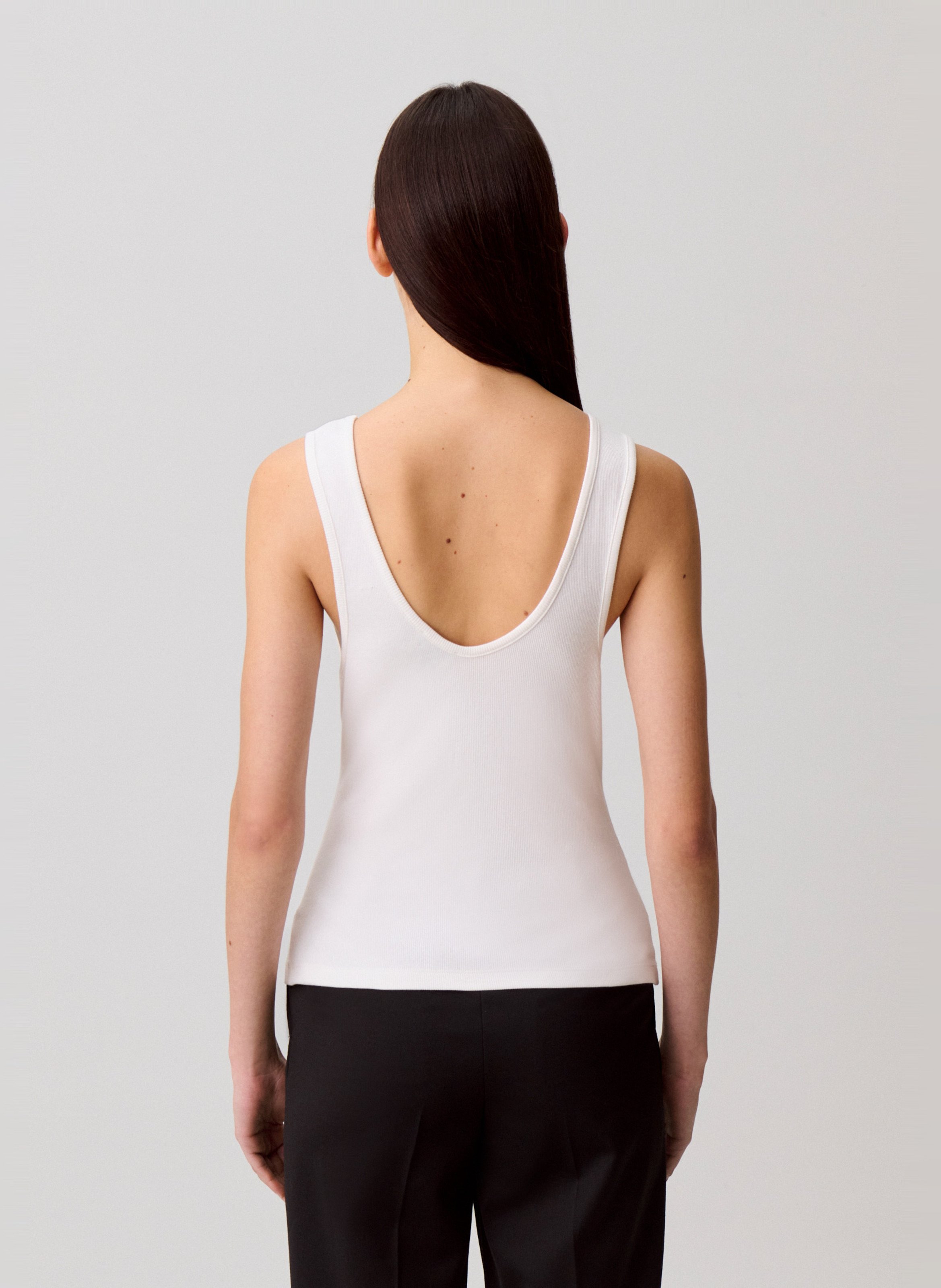 Débardeur col rond en coton mélangé CLAUDIE PIERLOT Blanc