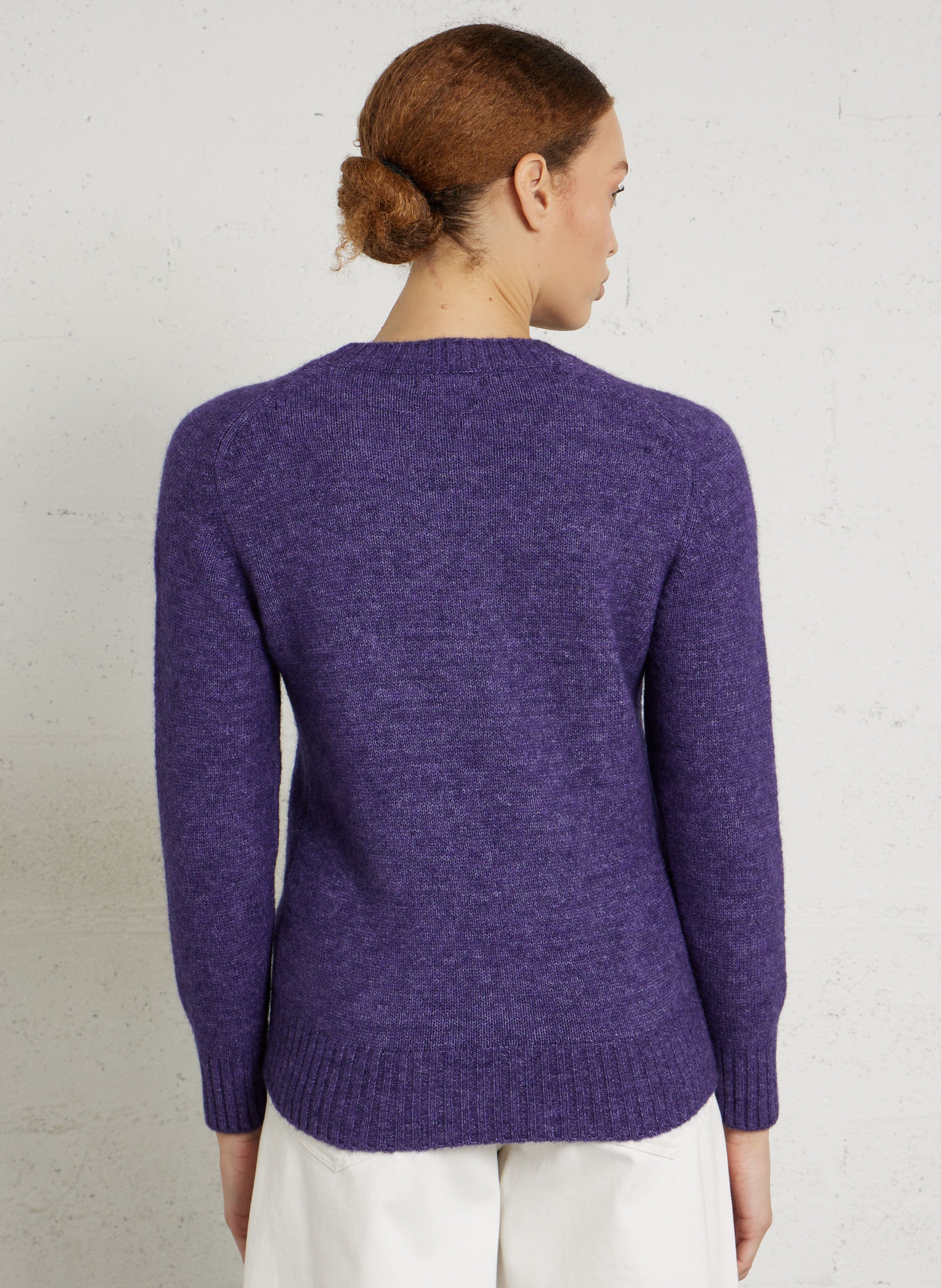 Pull col rond droit en maille tricotée envie SOEUR Violet