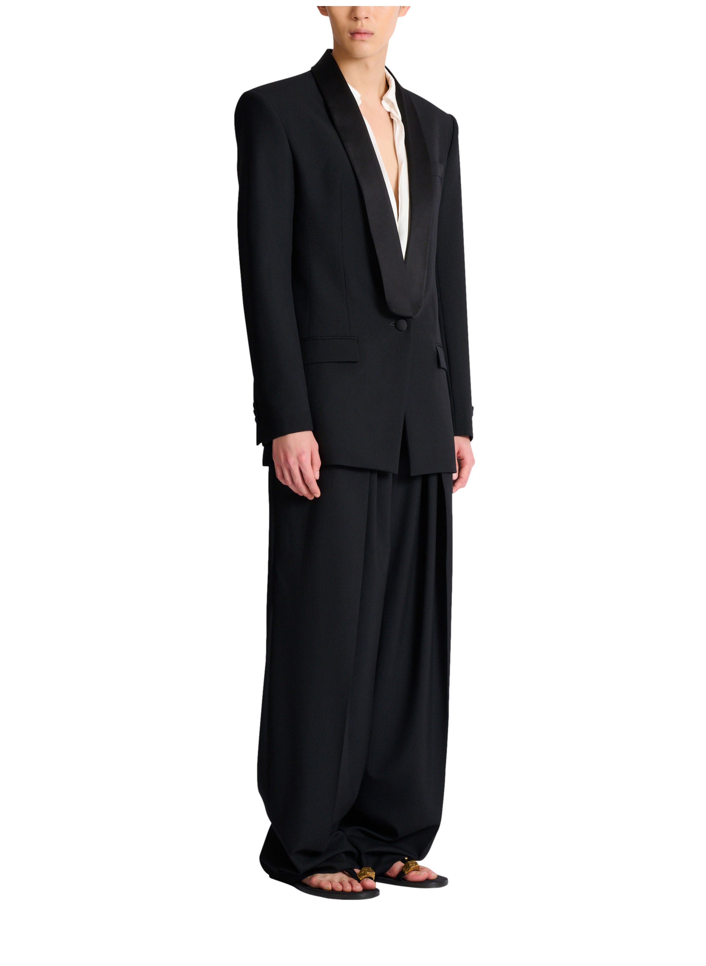 Veste de smoking en laine BALMAIN Noir