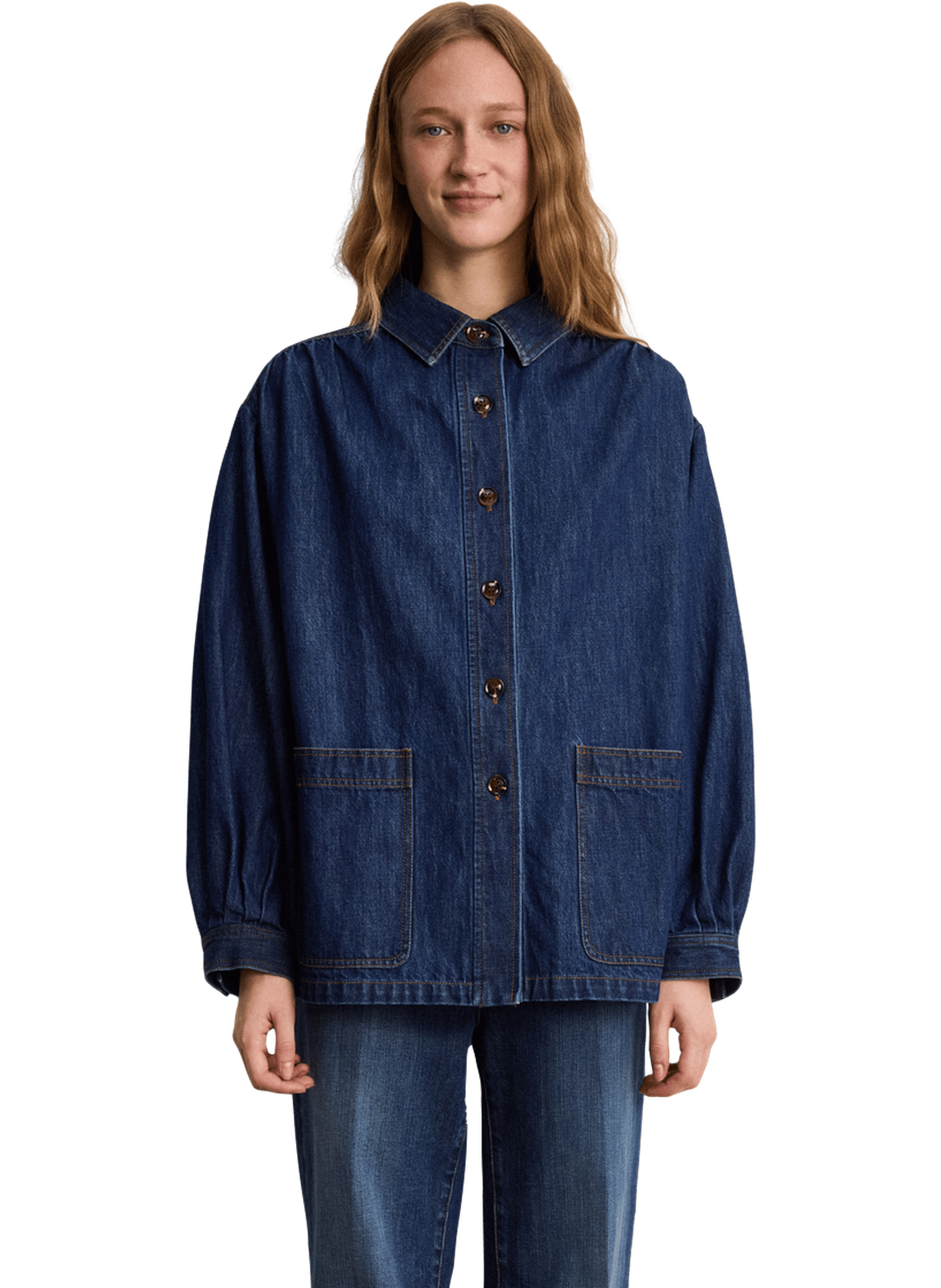 Surchemise en denim brut à fronces - mado PABLO Bleu