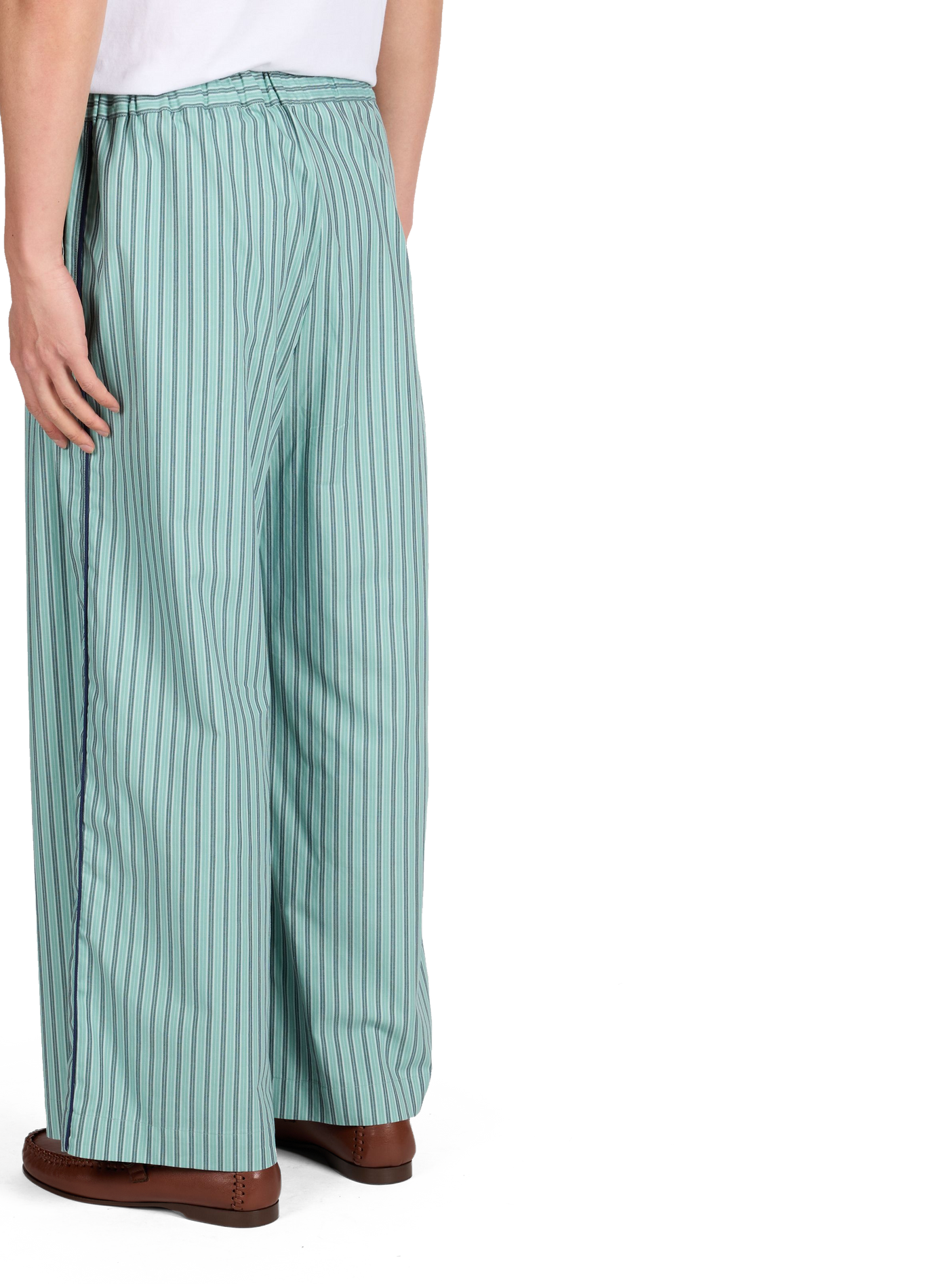 Pantalon fluide rayé en coton  BENJAMIN BENMOYAL Bleu