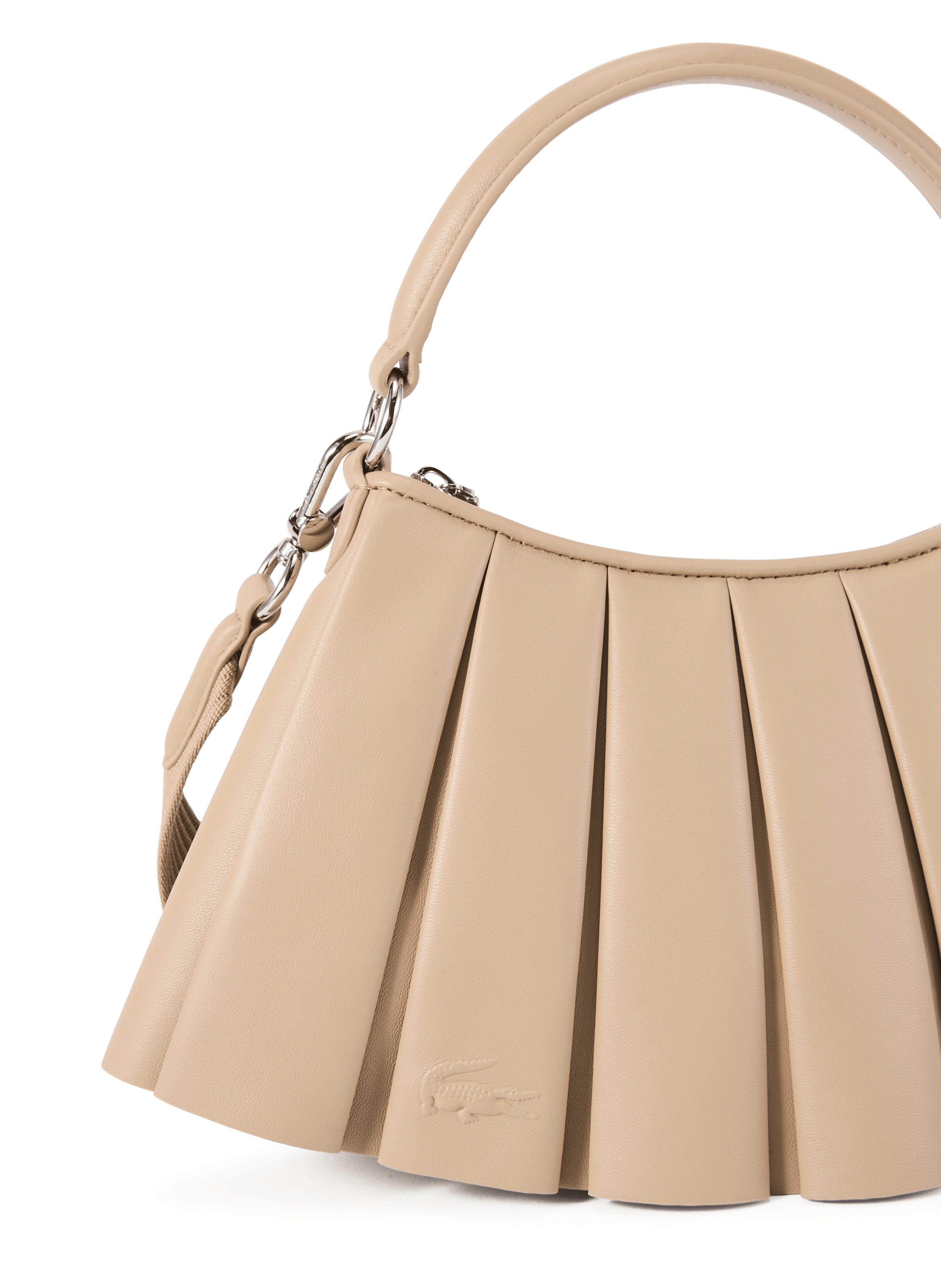 Pleated leather bag LACOSTE Black