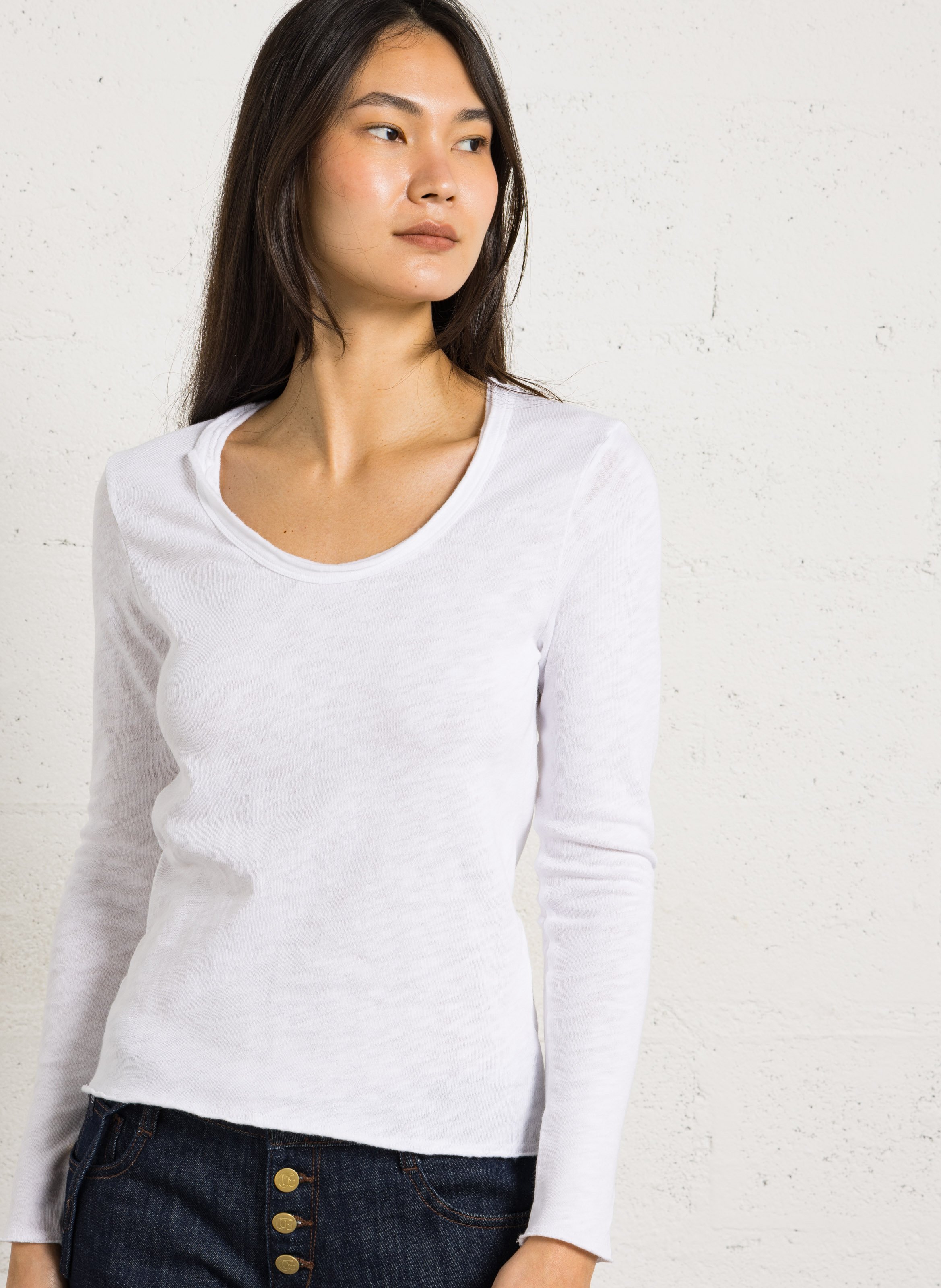 Tee-shirt droit col rond en coton sonoma AMERICAN VINTAGE Blanc