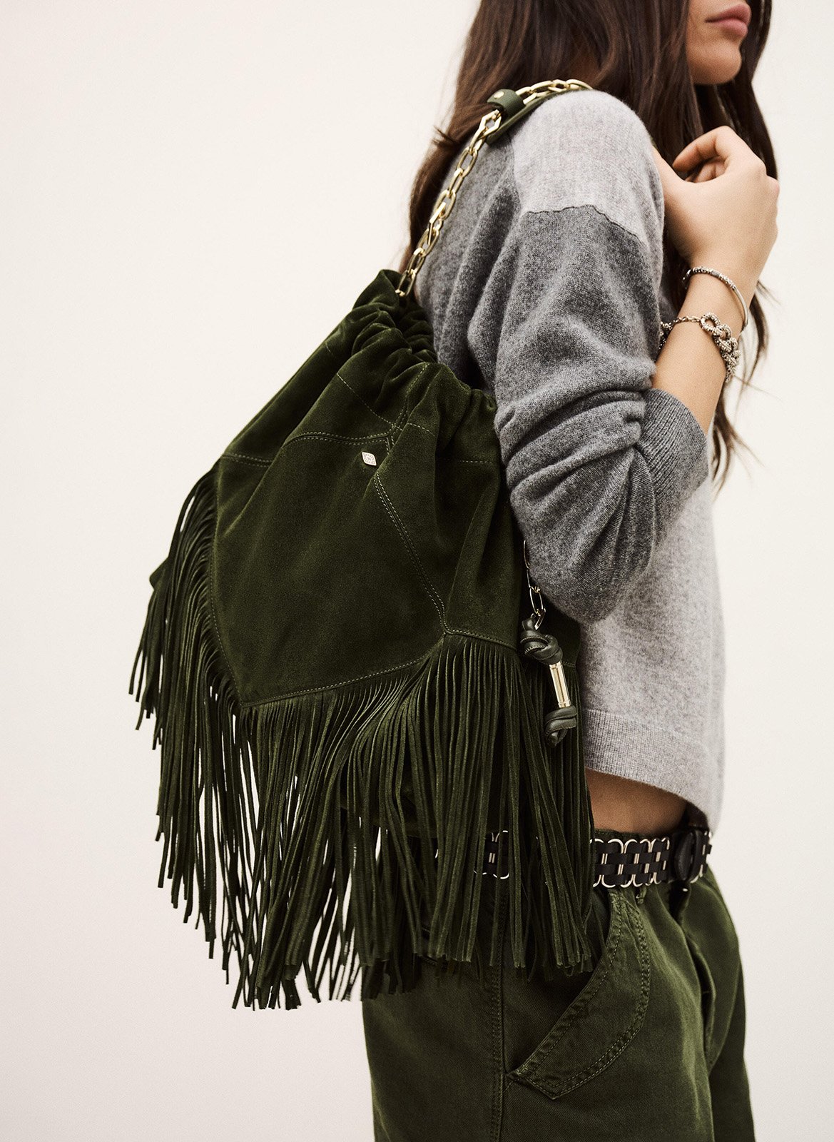 Sac porté épaule en cuir june tote BA&SH Vert
