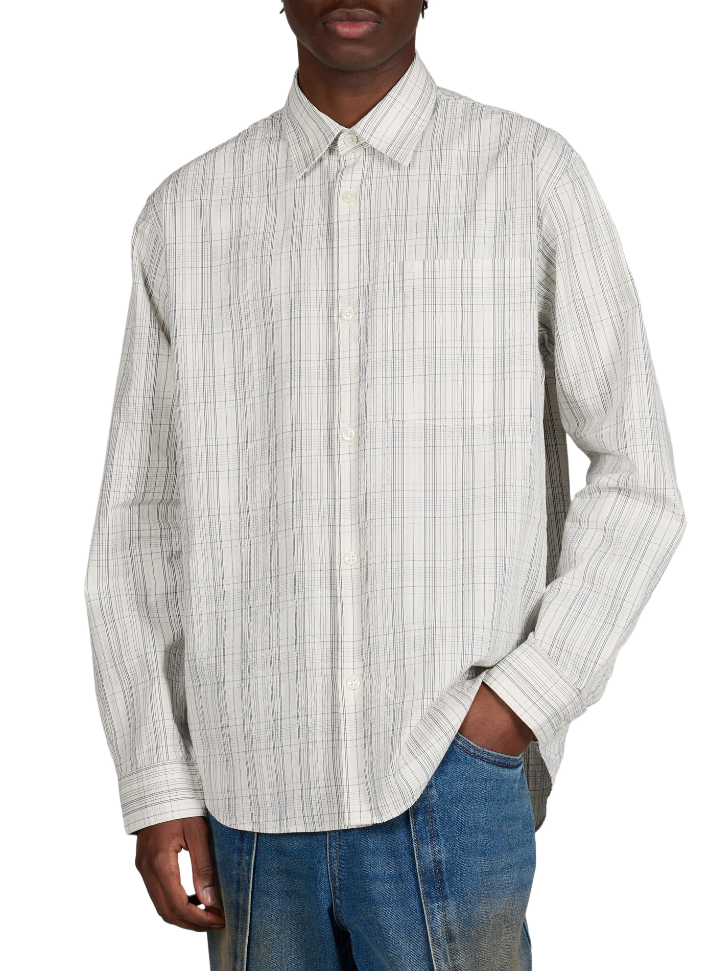 Chemise manches longues à rayures en coton ANNARR Beige