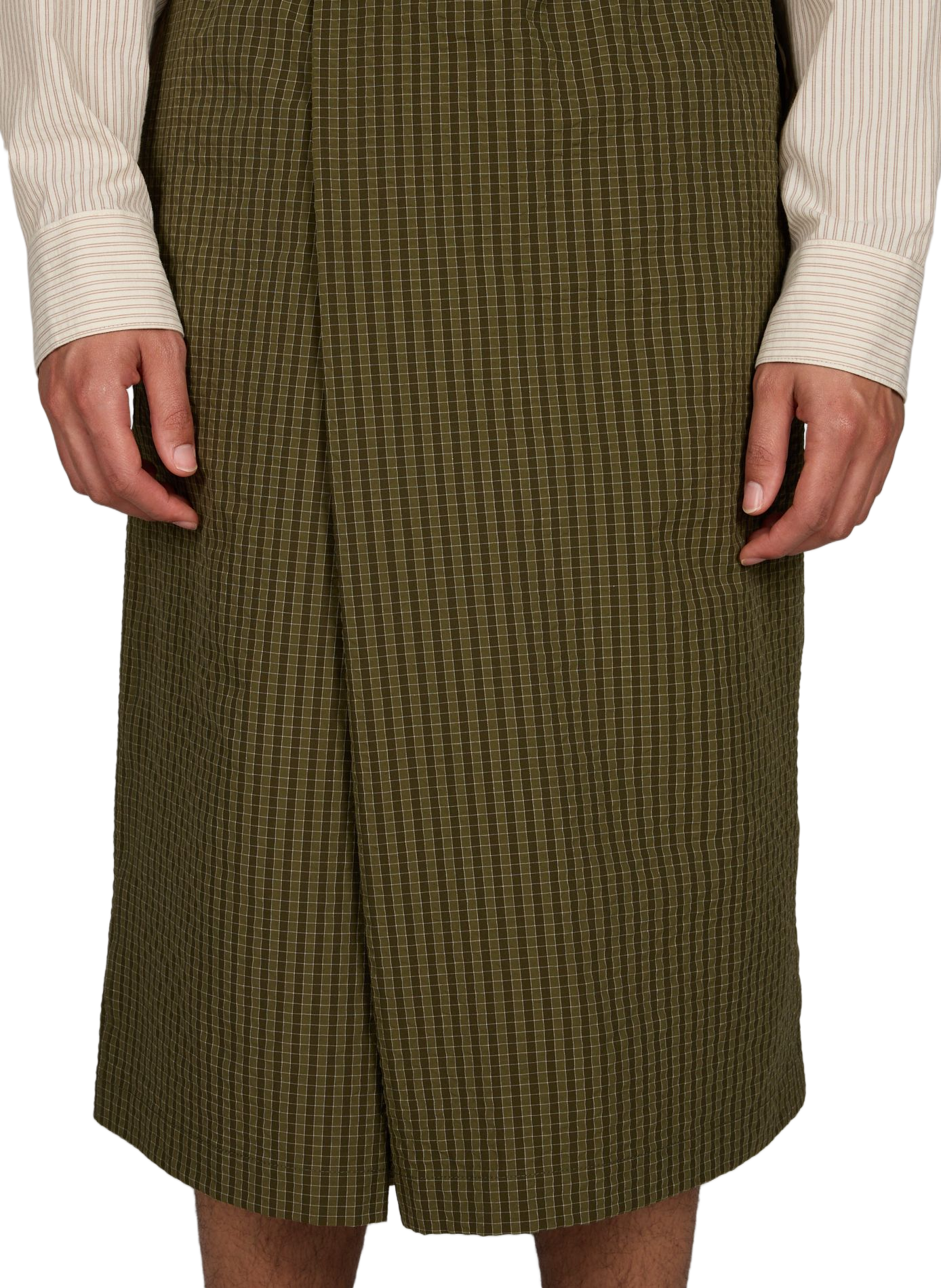 Wide printed asymmetrical Bermuda shorts MERELY MADE Green