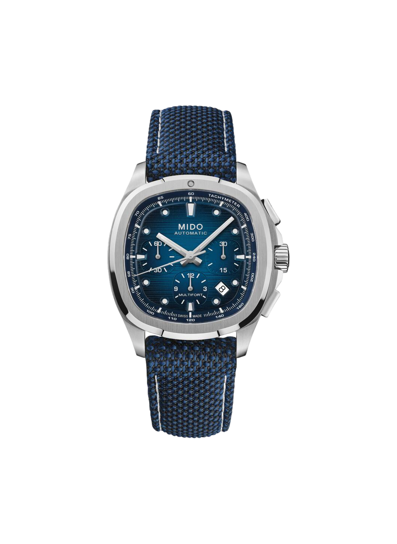 Montre Multifort TV Chronographe en acier inoxydable MIDO Bleu