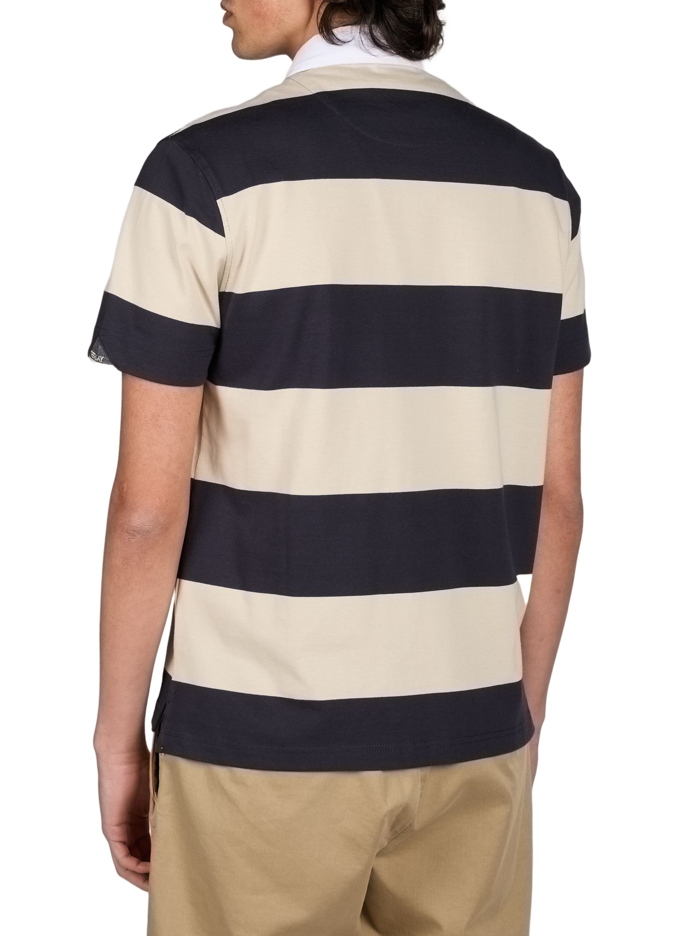 Short-sleeved striped cotton polo REPLAY Blue