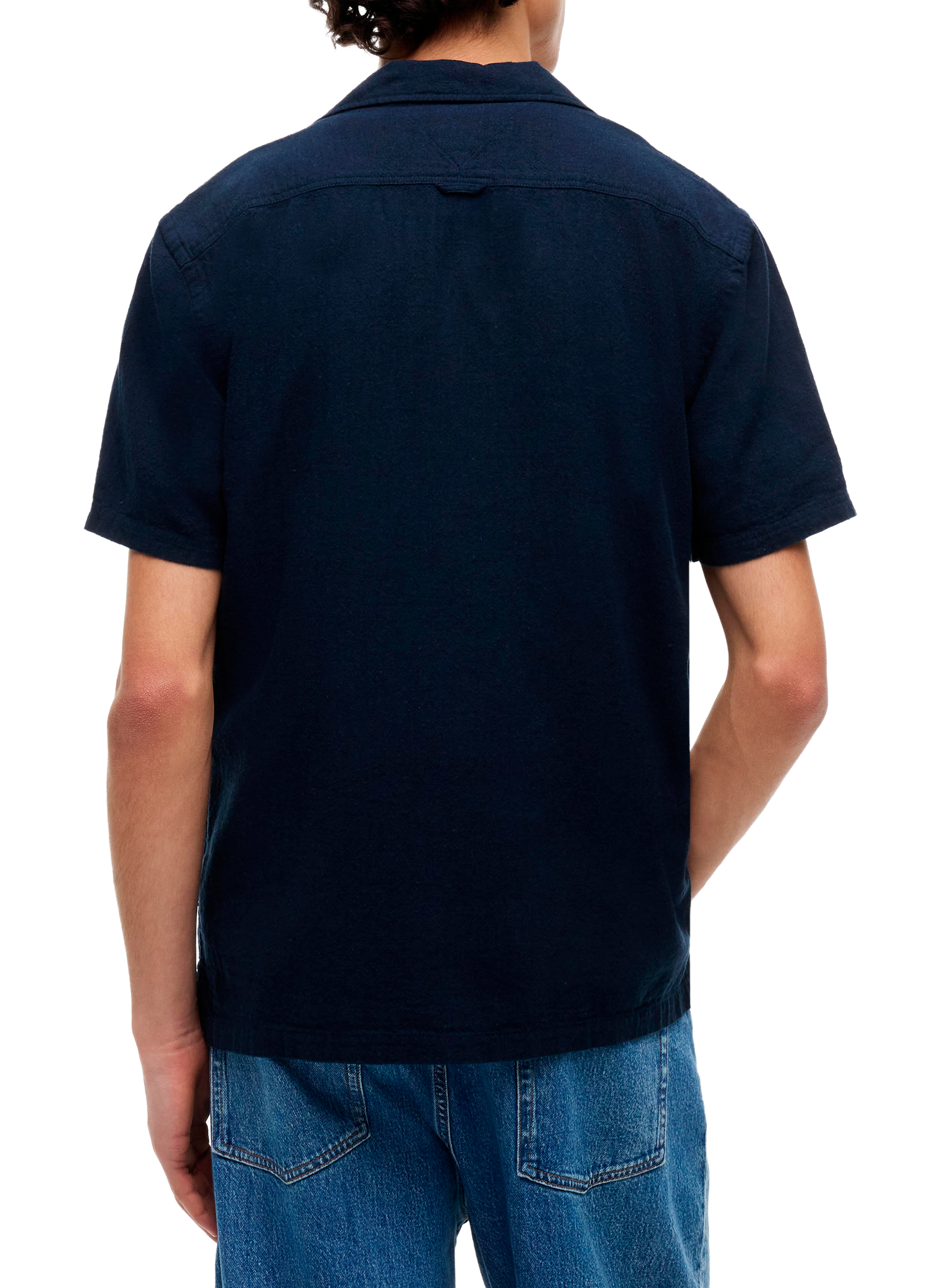 Short-sleeved linen and cotton polo TOMMY HILFIGER Blue