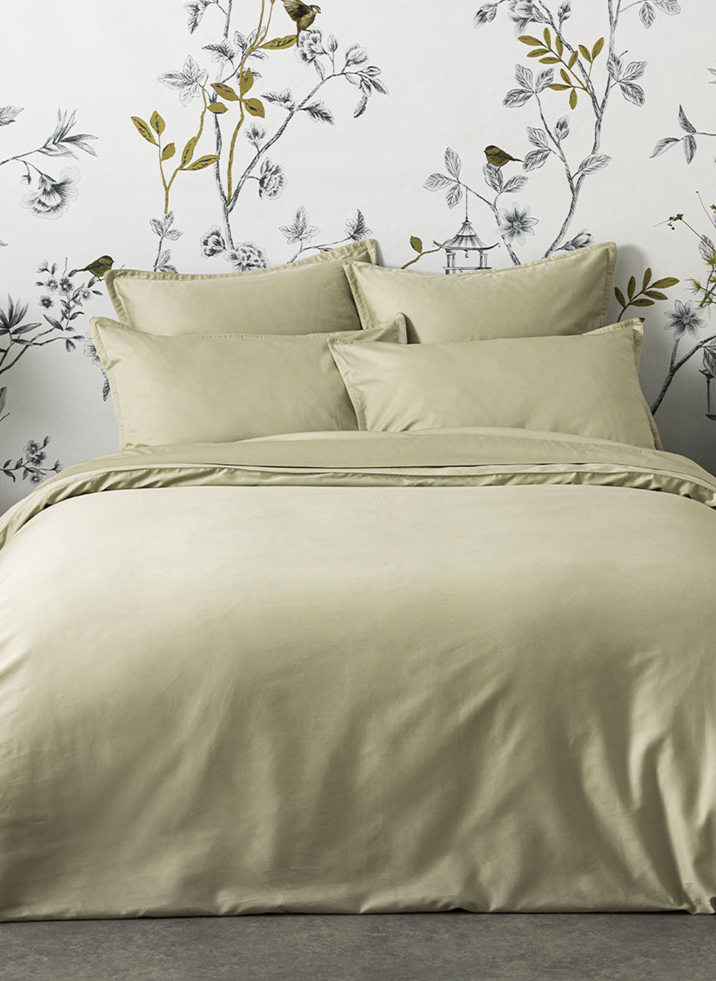 Housse de couette unie en satin de coton bio, teophile  Vert tilleul