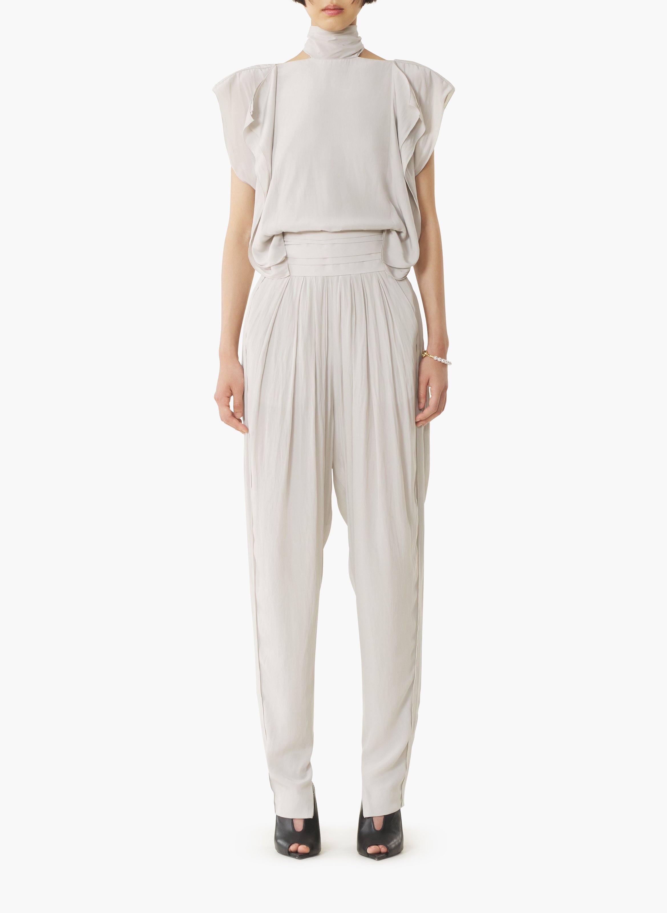 Haut à volants en charmeuse LANVIN Blanc