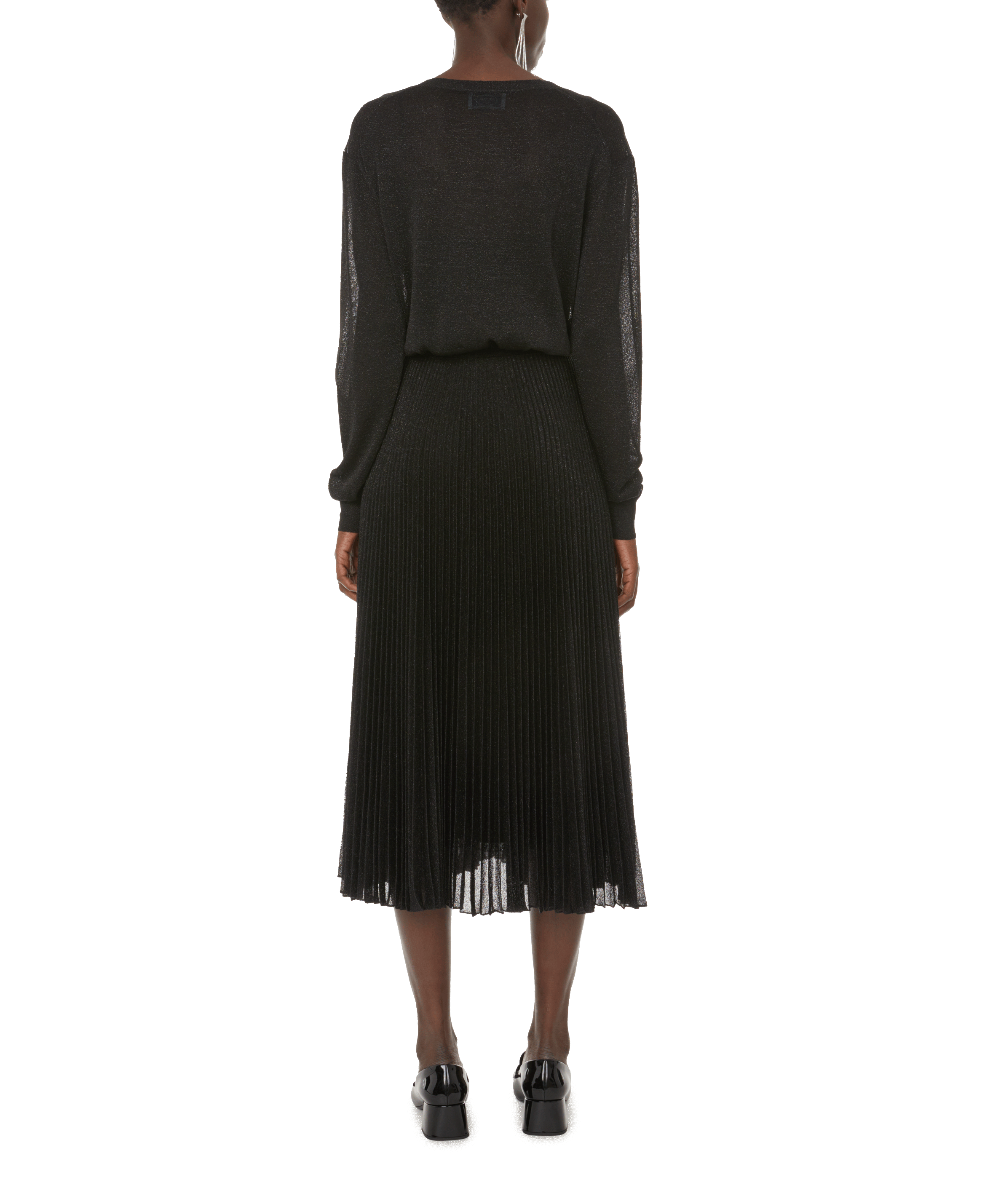Maxi dress with metallic threads PRADA Black