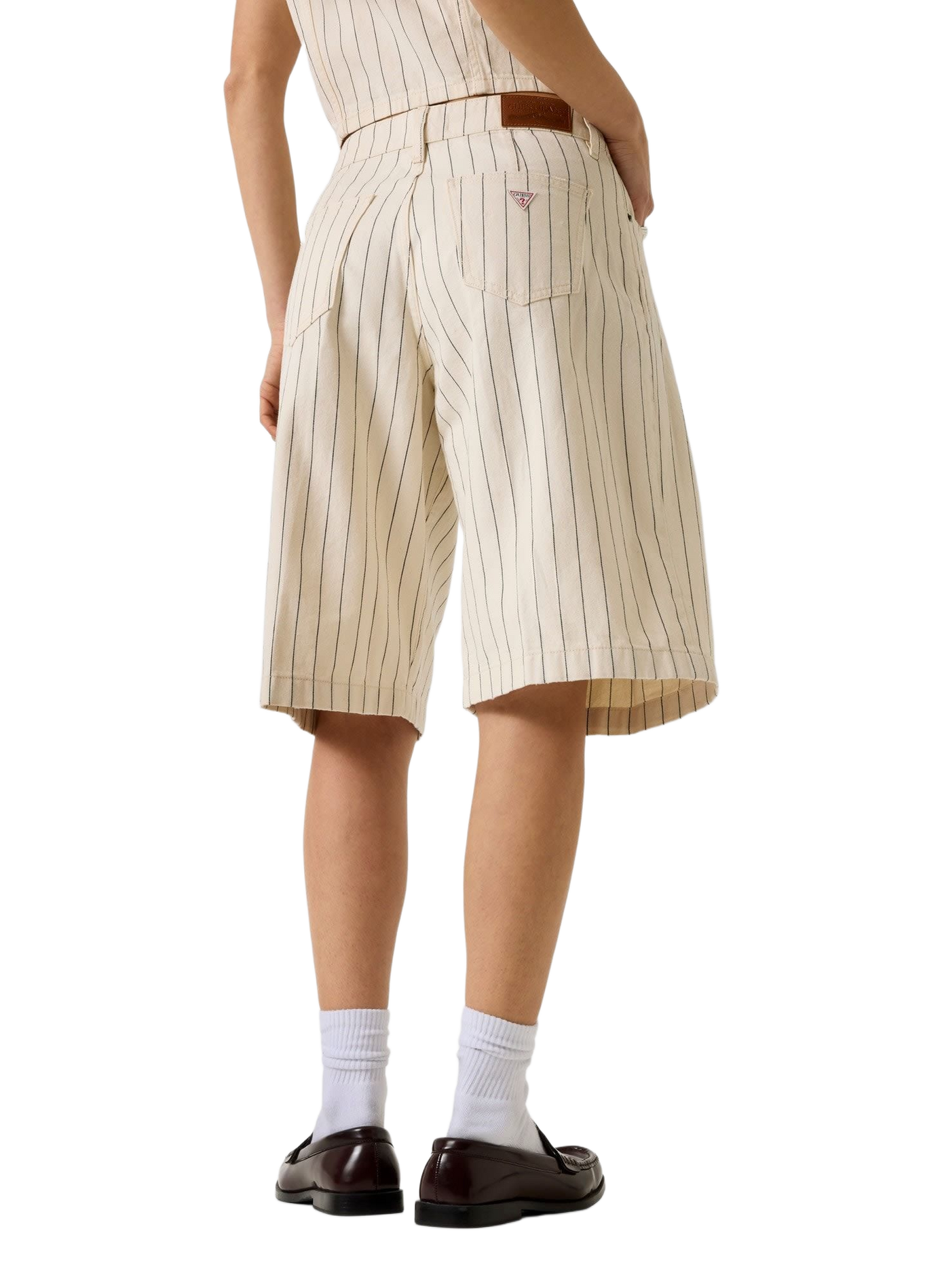 Bermuda rayé à plis en coton GUESS Beige