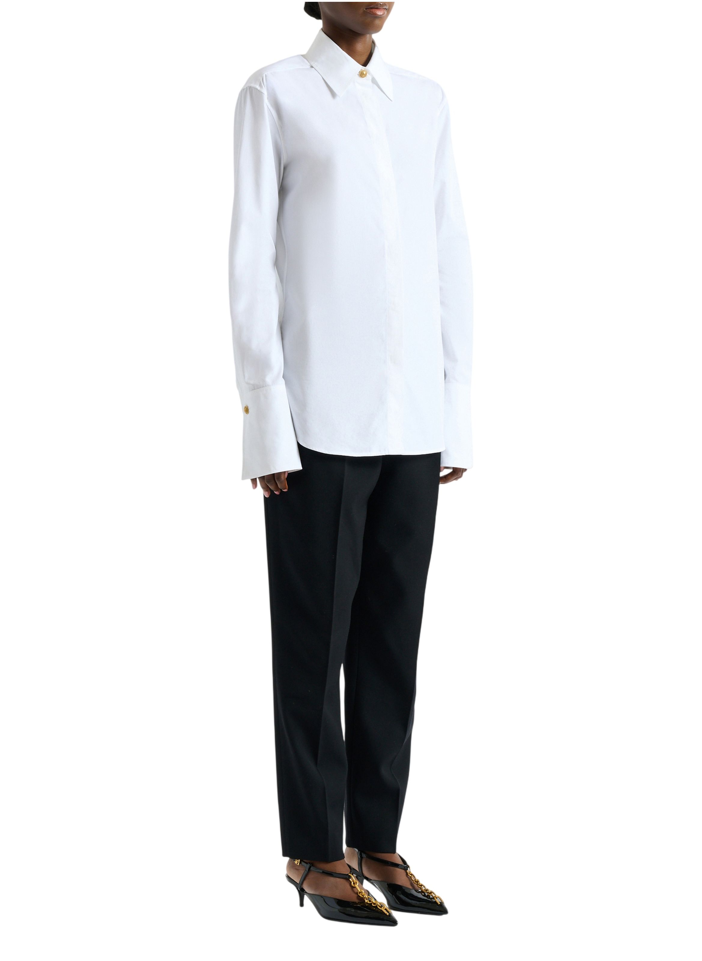 Chemise en popeline de coton BALMAIN Blanc