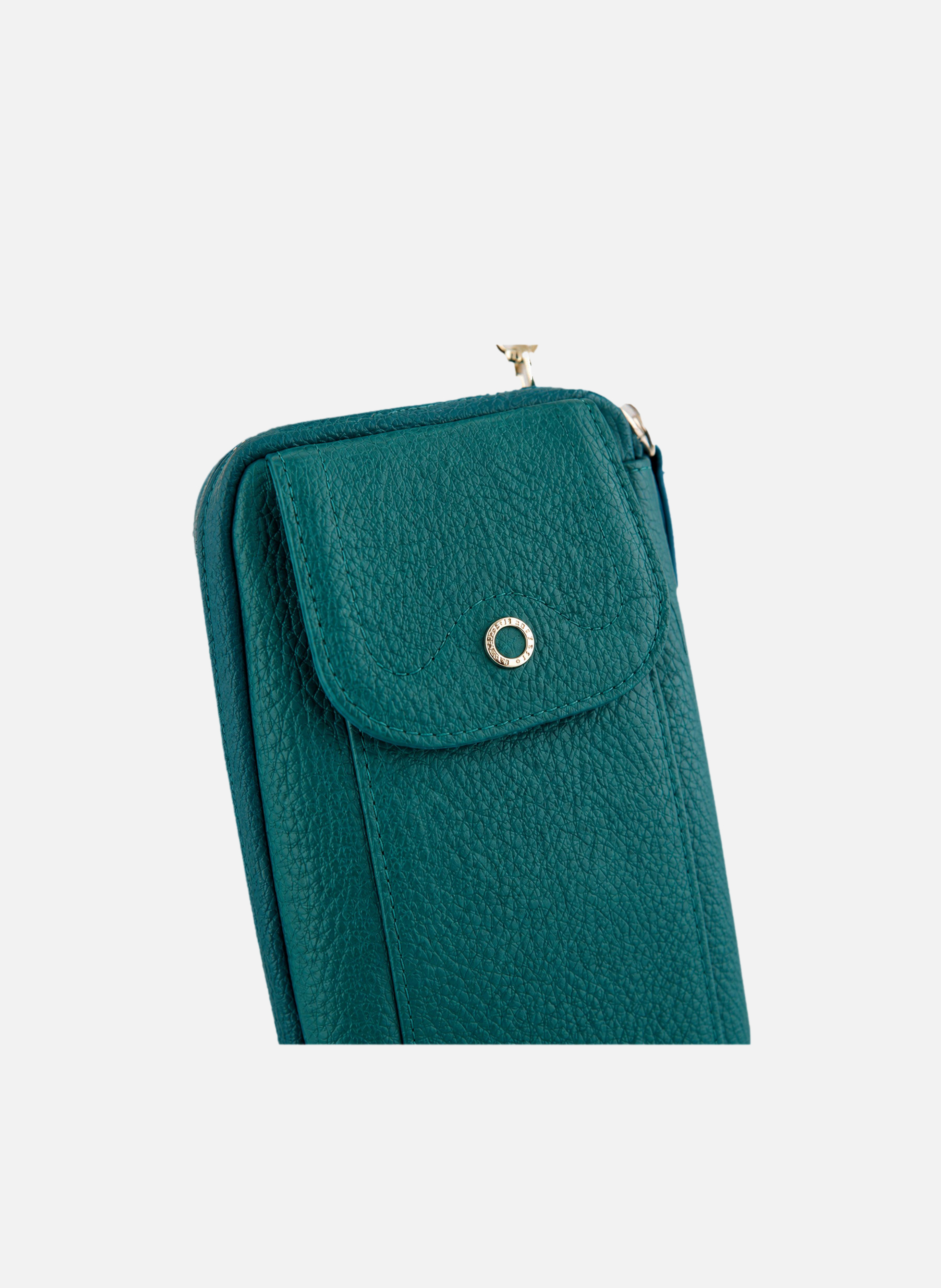 Club | etui téléphone portable en cuir de veau grainé | Bleu POURCHET Femme