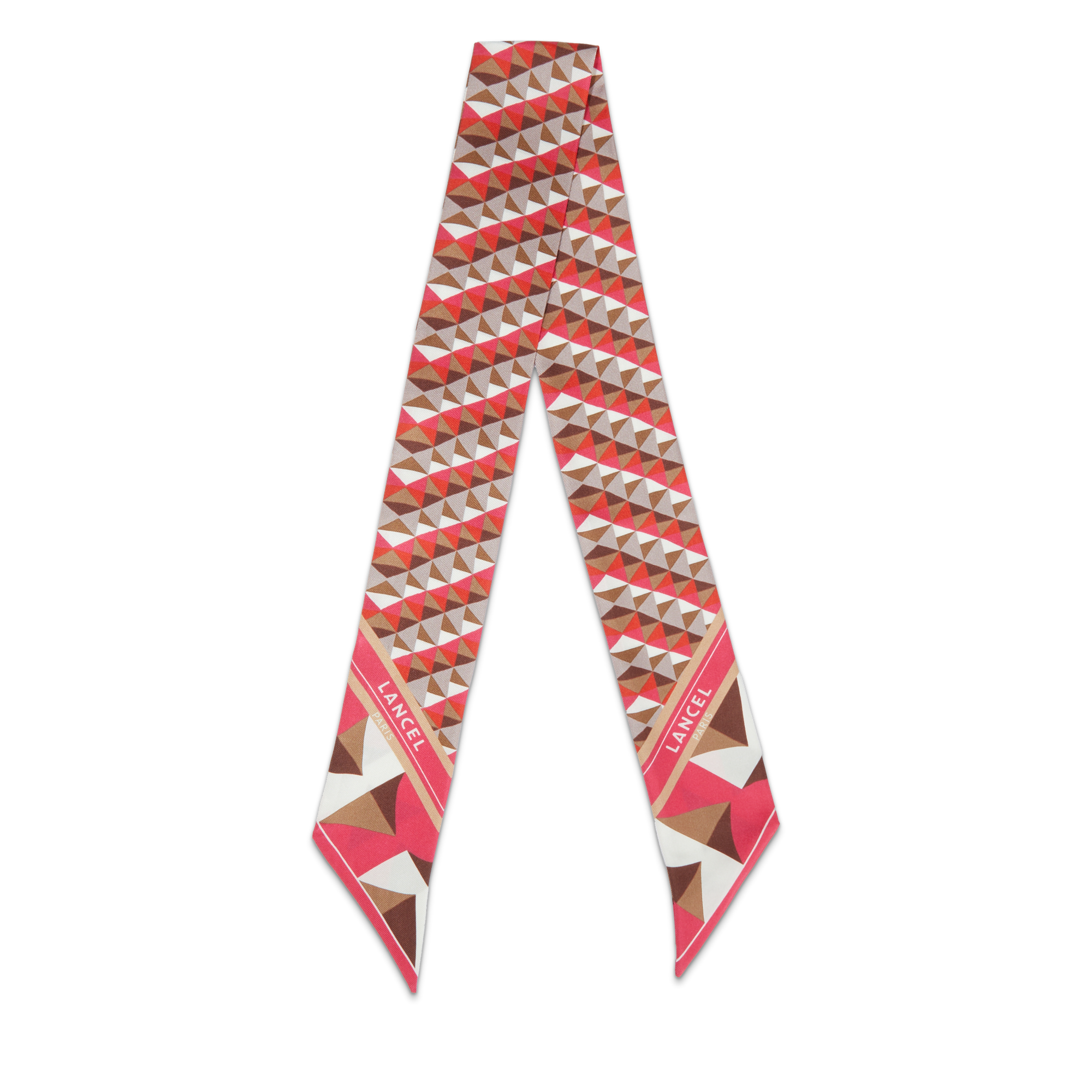 Zijden bandeau met labyrintmotief. LANCEL Roze