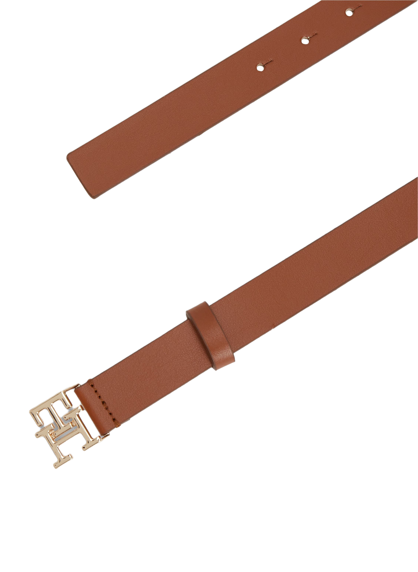 Belt with logo buckle in leather TOMMY HILFIGER Brown