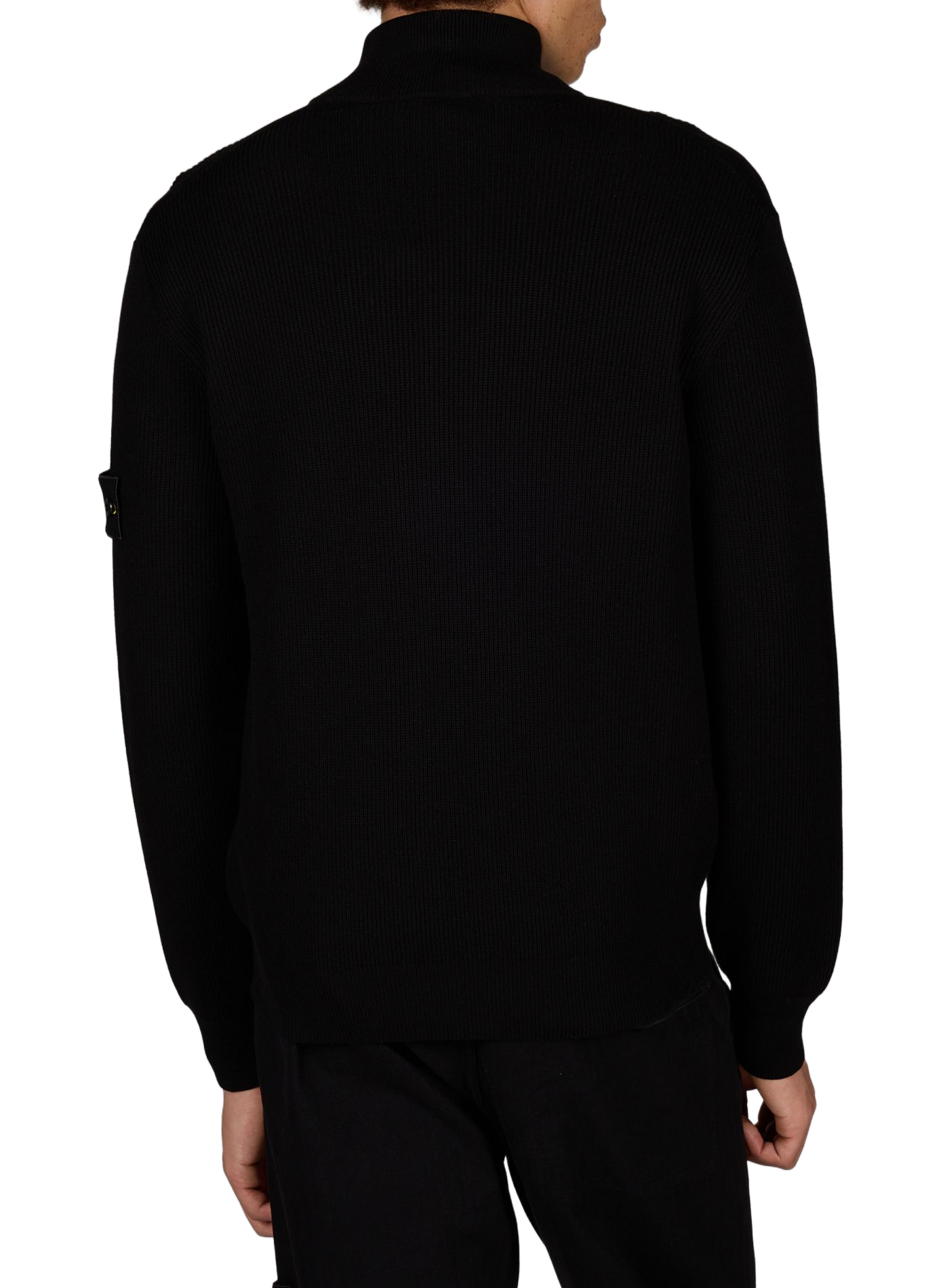 Gerade geschnittene Weste mit Stehkragen aus Baumwolle. STONE ISLAND Schwarz
