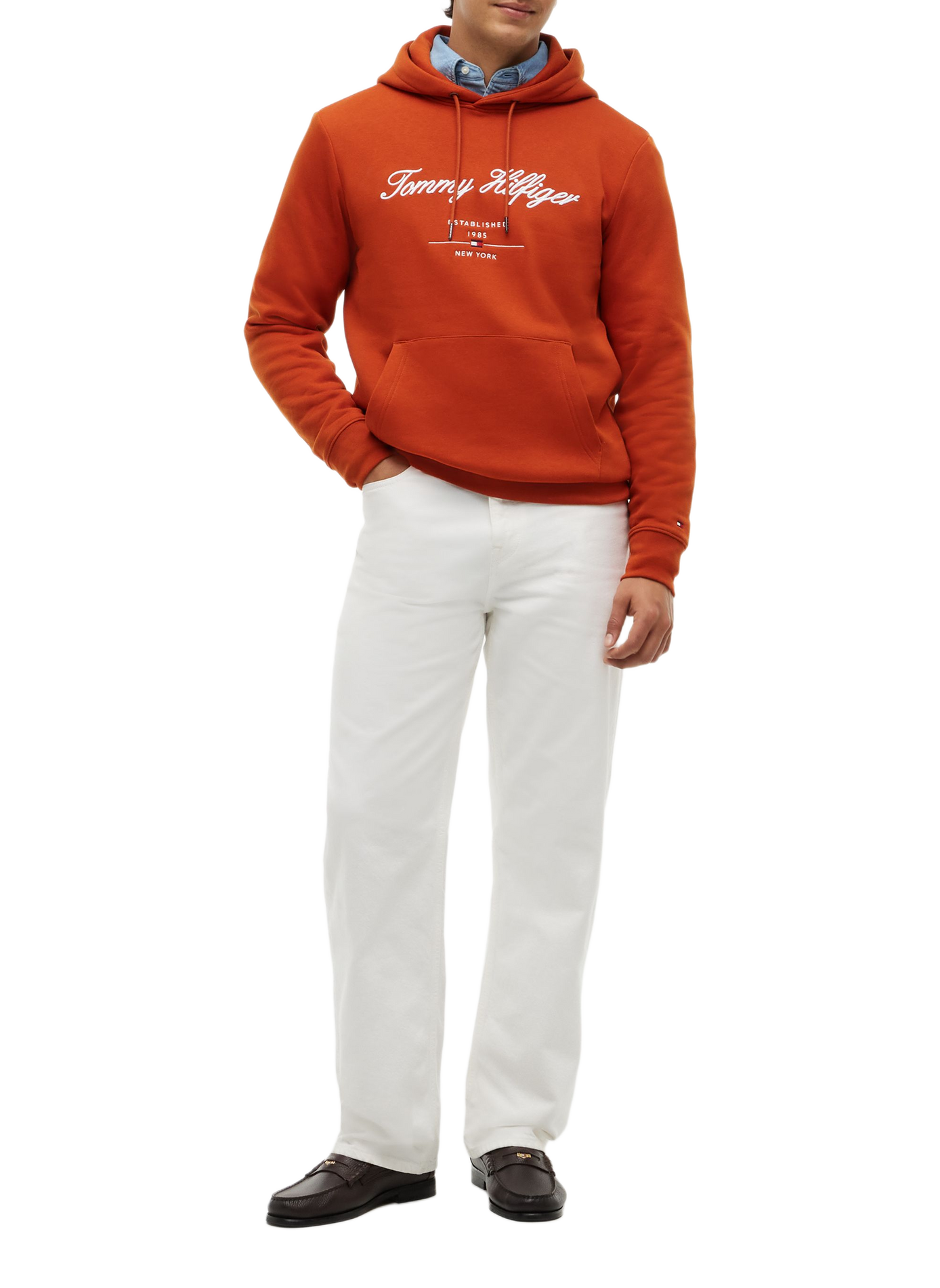 Sweat à capuche brodé TOMMY HILFIGER Marron