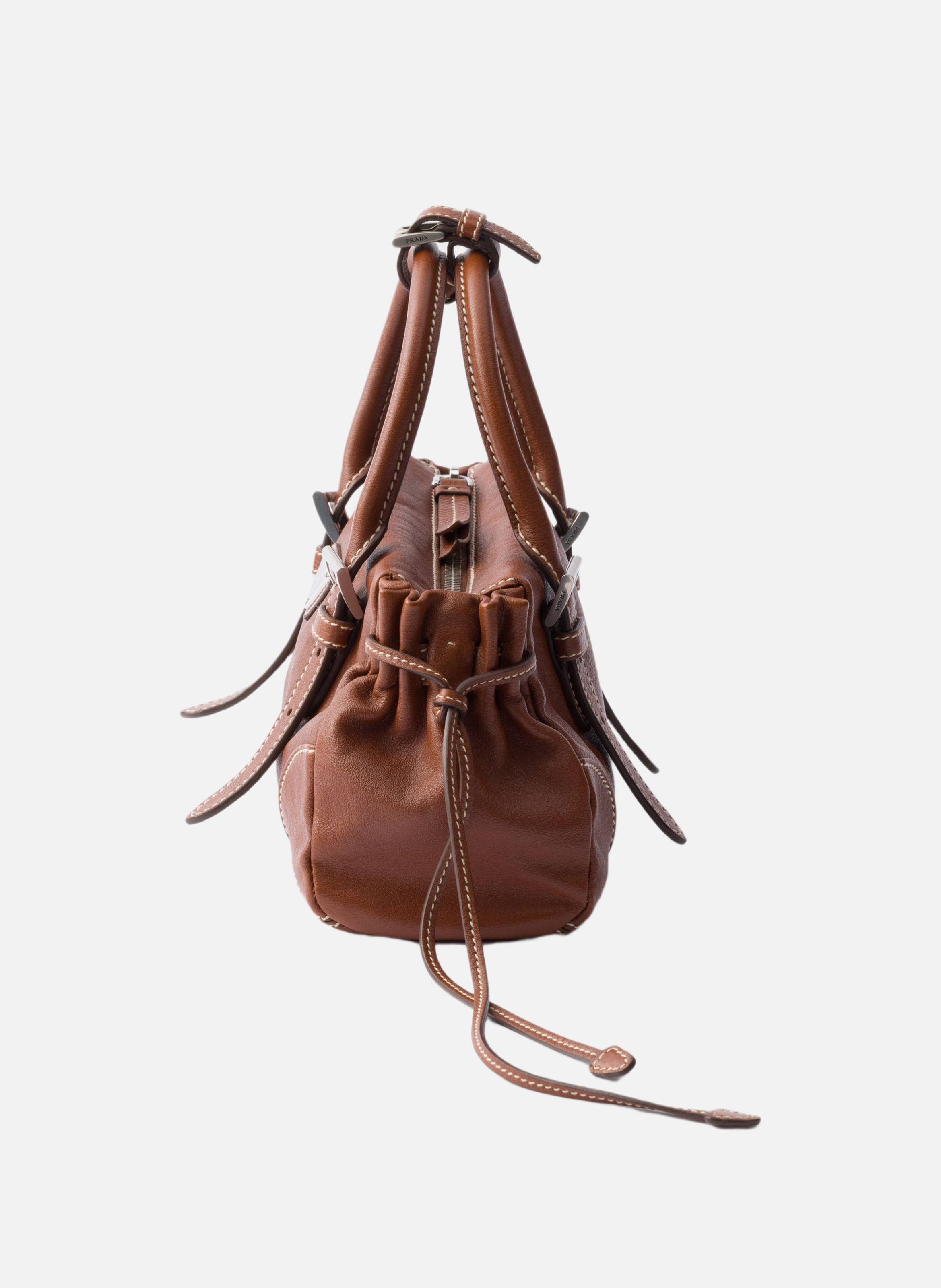 Petit sac prada karin en cuir PRADA Marron