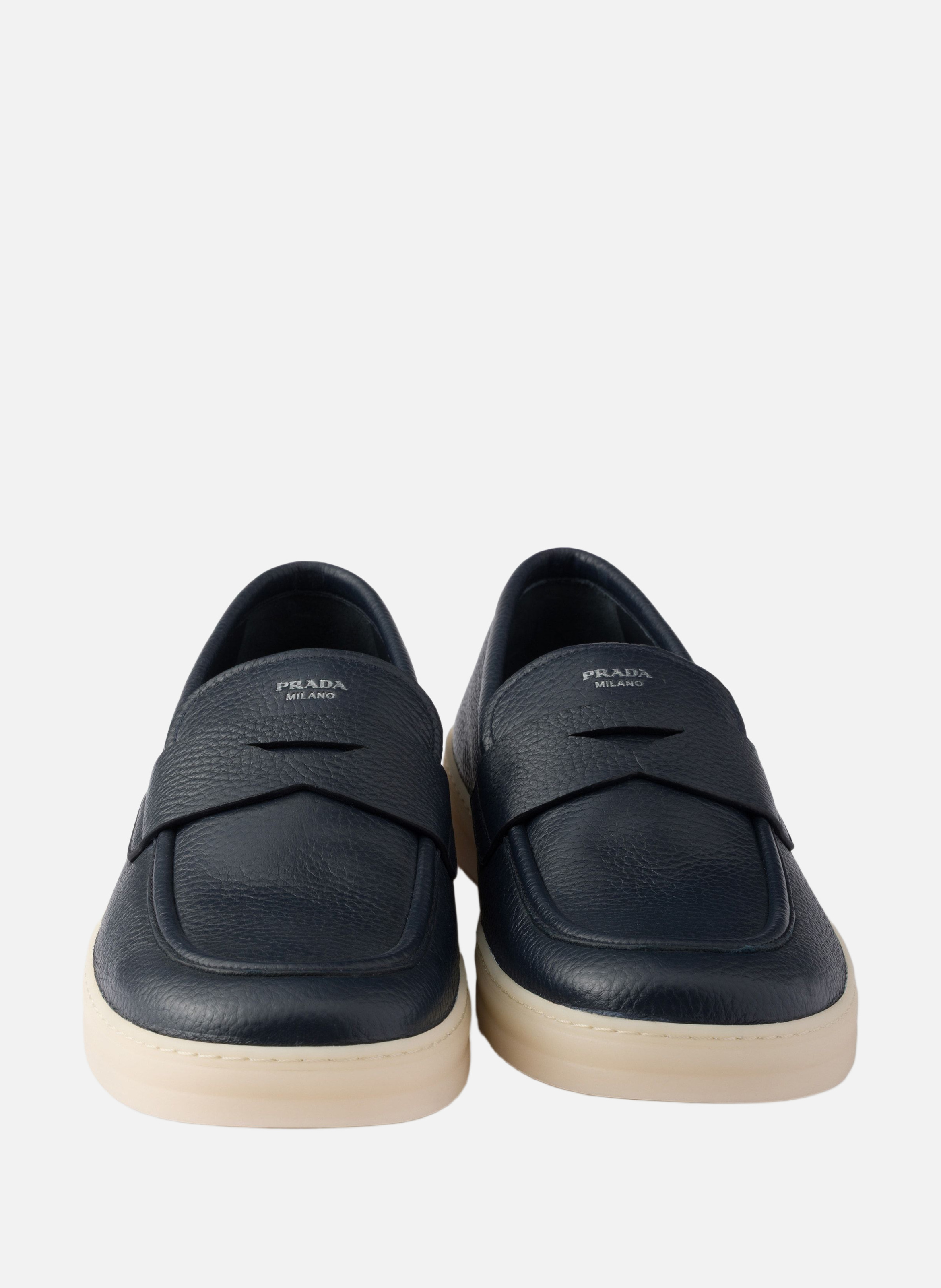 Mocassins en cuir PRADA Bleu