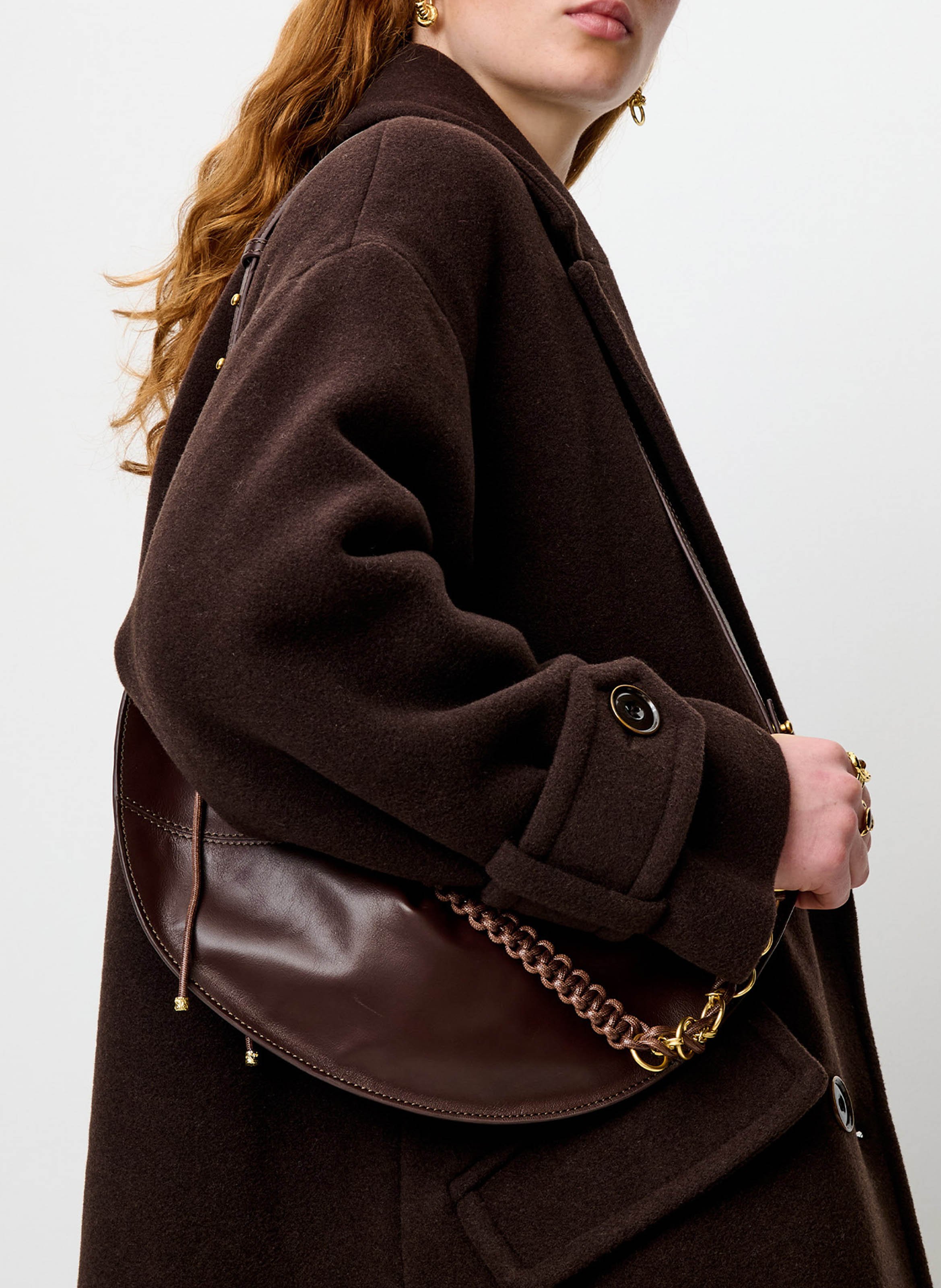 Manteau droit col tailleur en laine mélangée mia SESSUN Marron