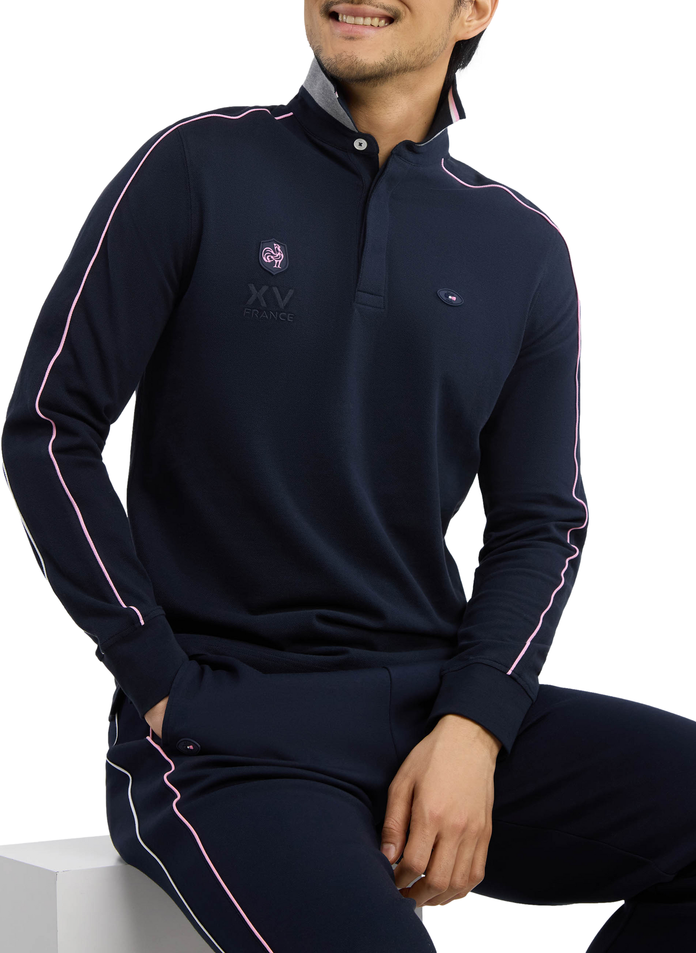Polo manches longues en coton EDEN PARK Blue