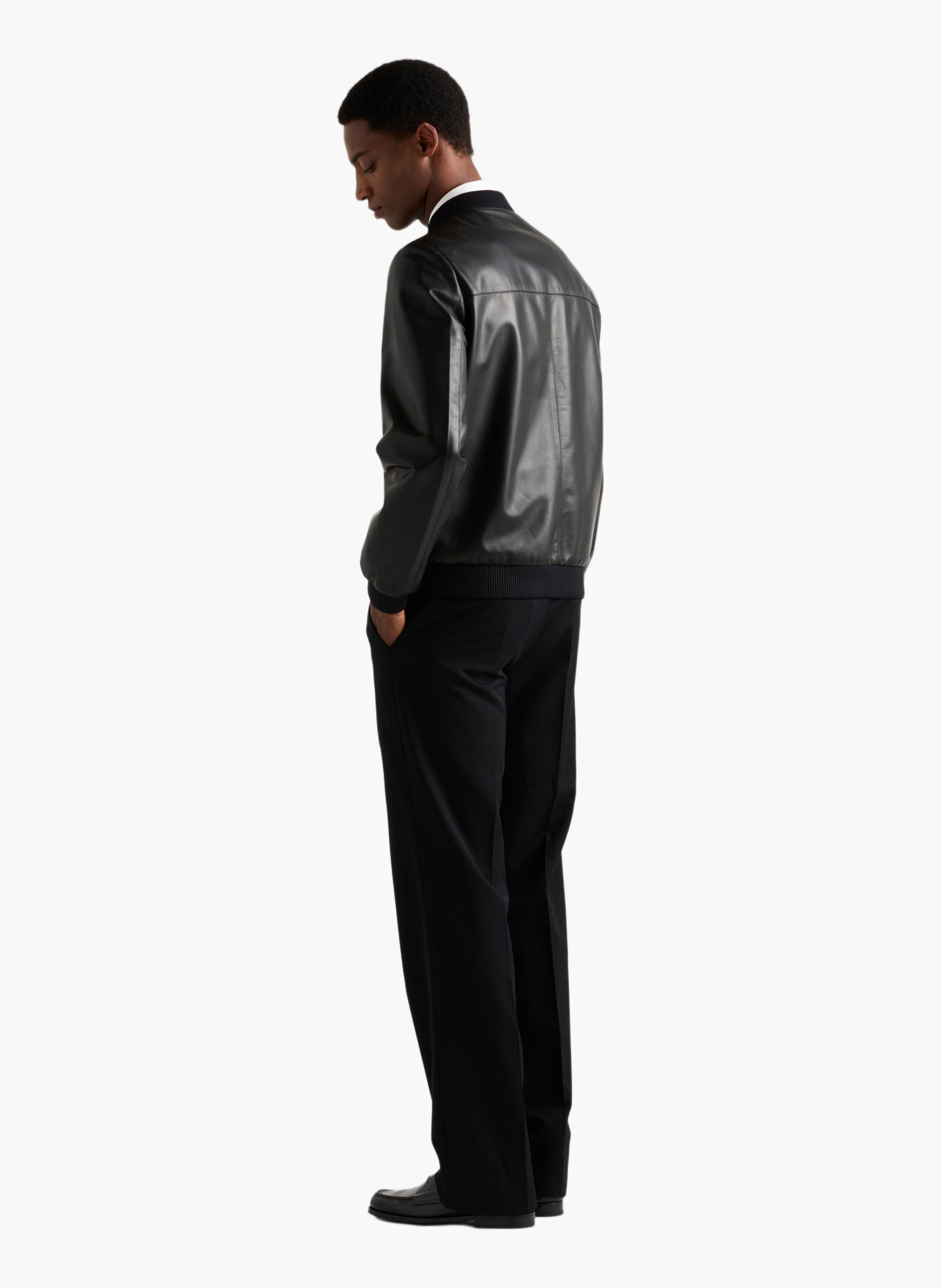 Bomber en cuir nappa PRADA Noir