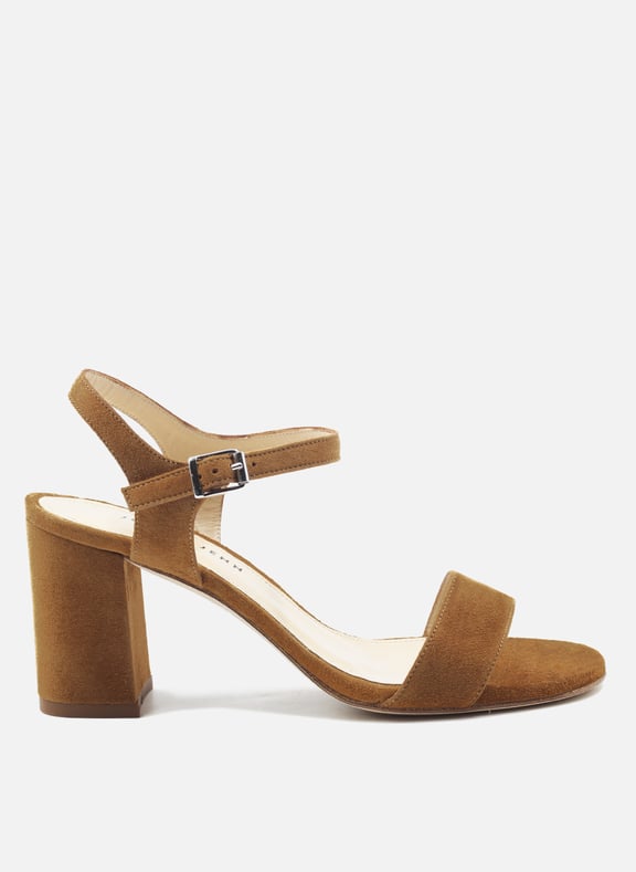 Sandales à talon cuir daim Marron by JULES & JENN JULES & JENN Sandales à talon cuir daim Marron