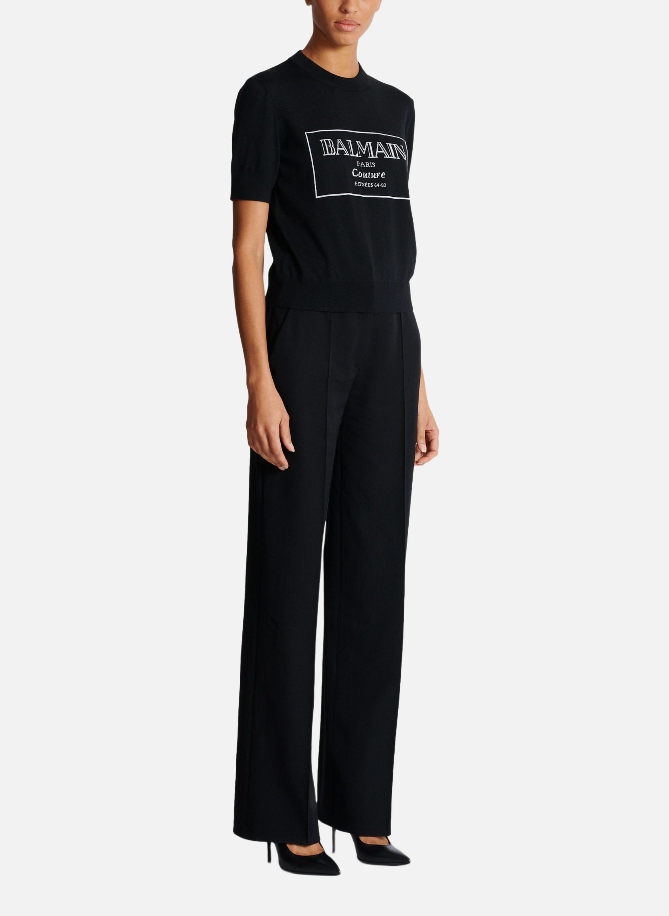 Top bicolore en maille balmain couture BALMAIN Noir