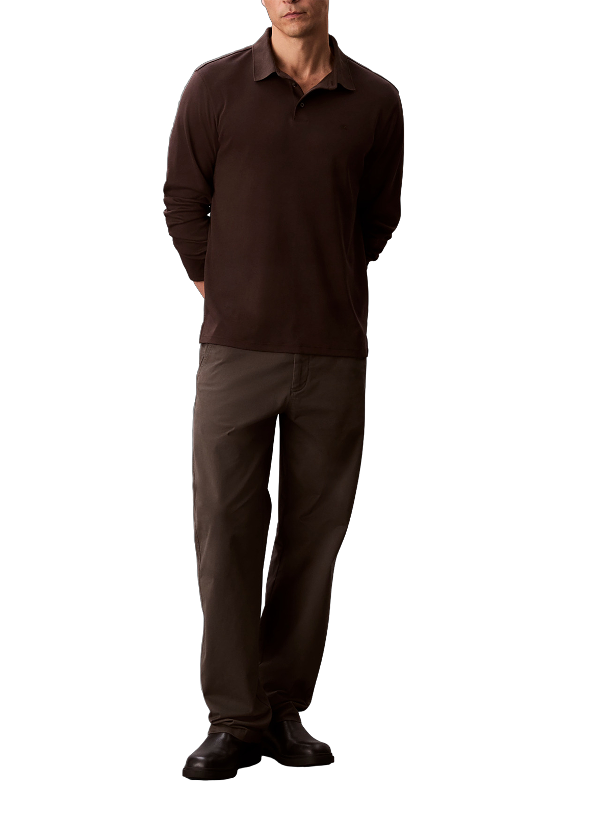 Long sleeve polo shirt CALVIN KLEIN Brown