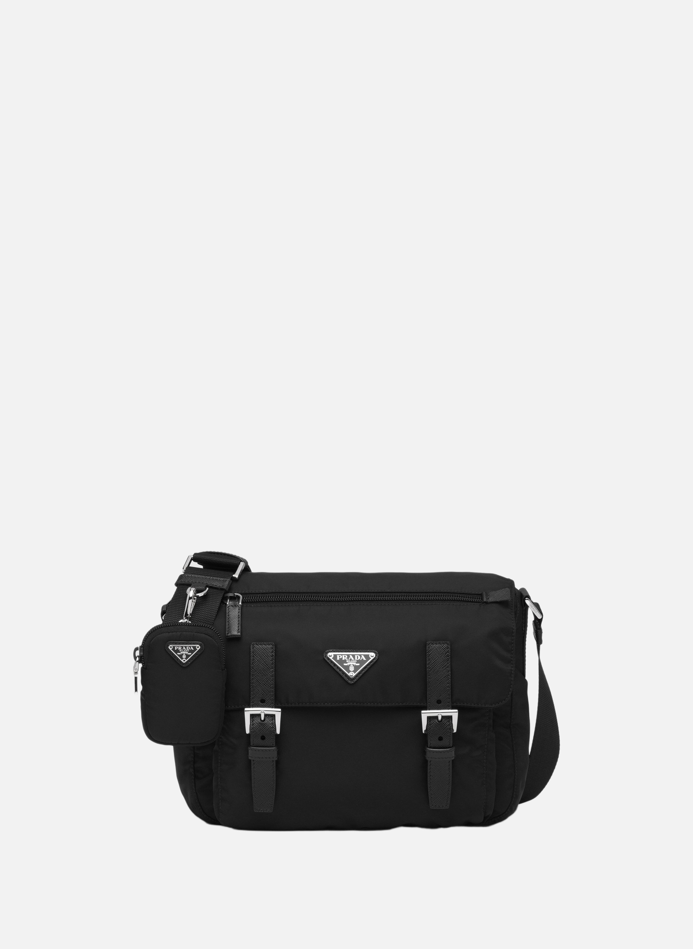 Sac porté épaule en re-nylon PRADA Noir