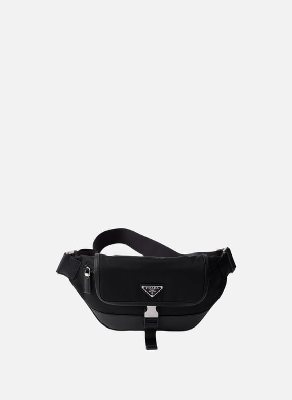 Sac porté épaule en re-nylon et cuir saffiano Noir by PRADA PRADA Sac porté épaule en re-nylon et cuir saffiano Noir