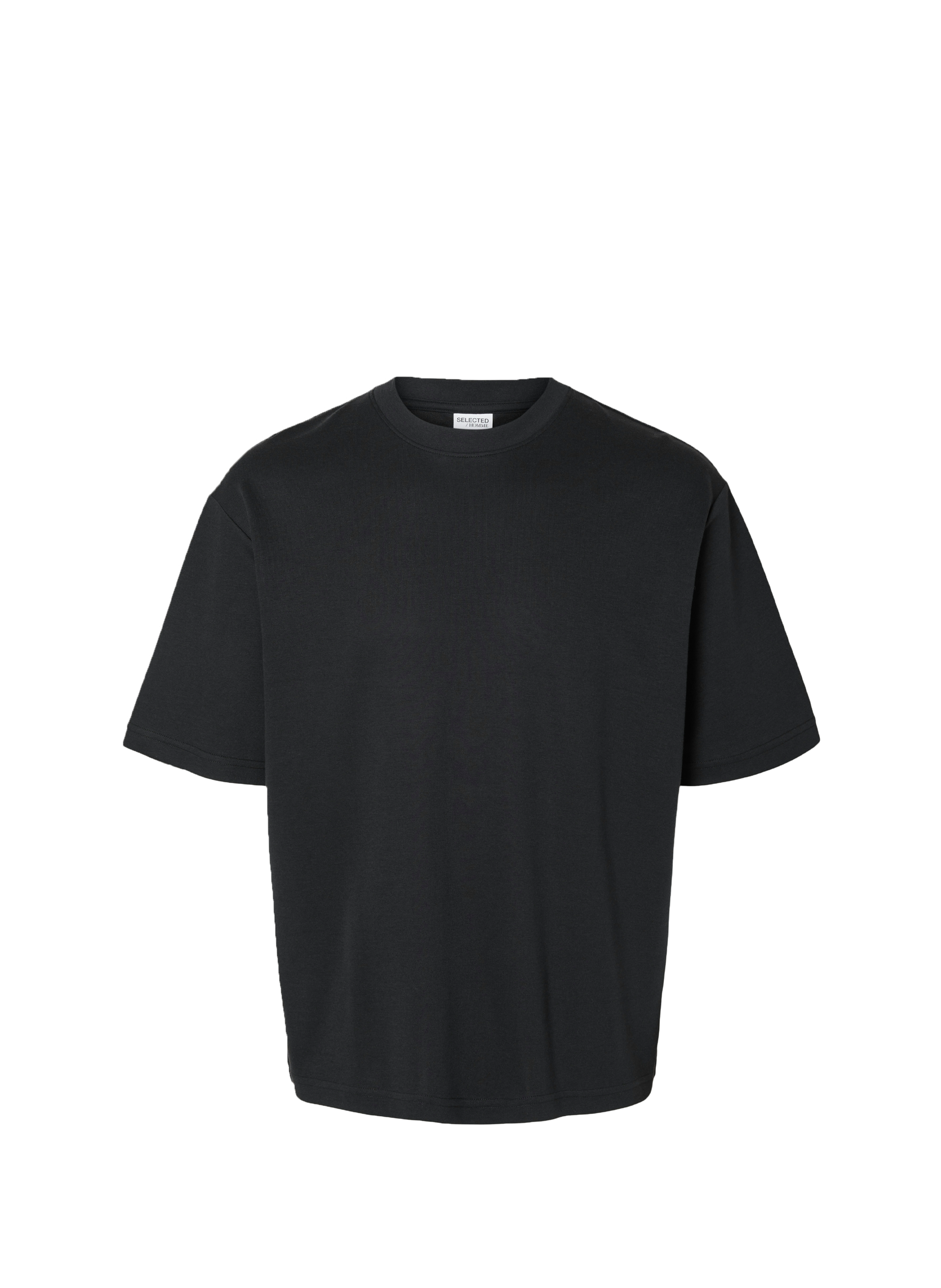 Plain t-shirt in blended cotton SELECTED Black