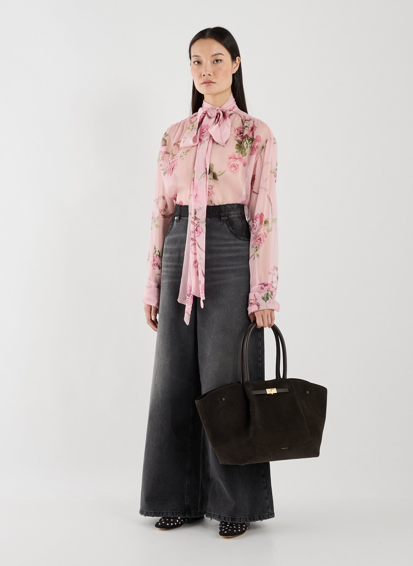 Floral print silk shirt BLUMARINE Pink