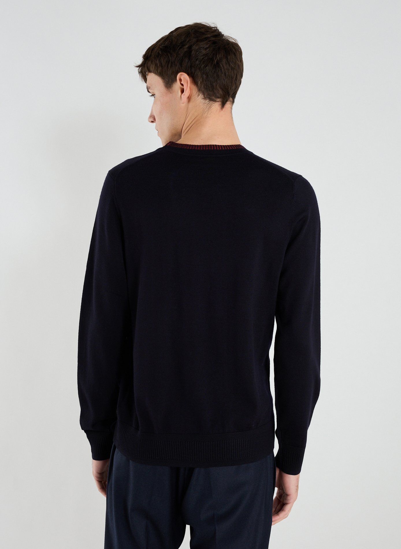 Pull col rond en laine mérinos PAUL SMITH Bleu
