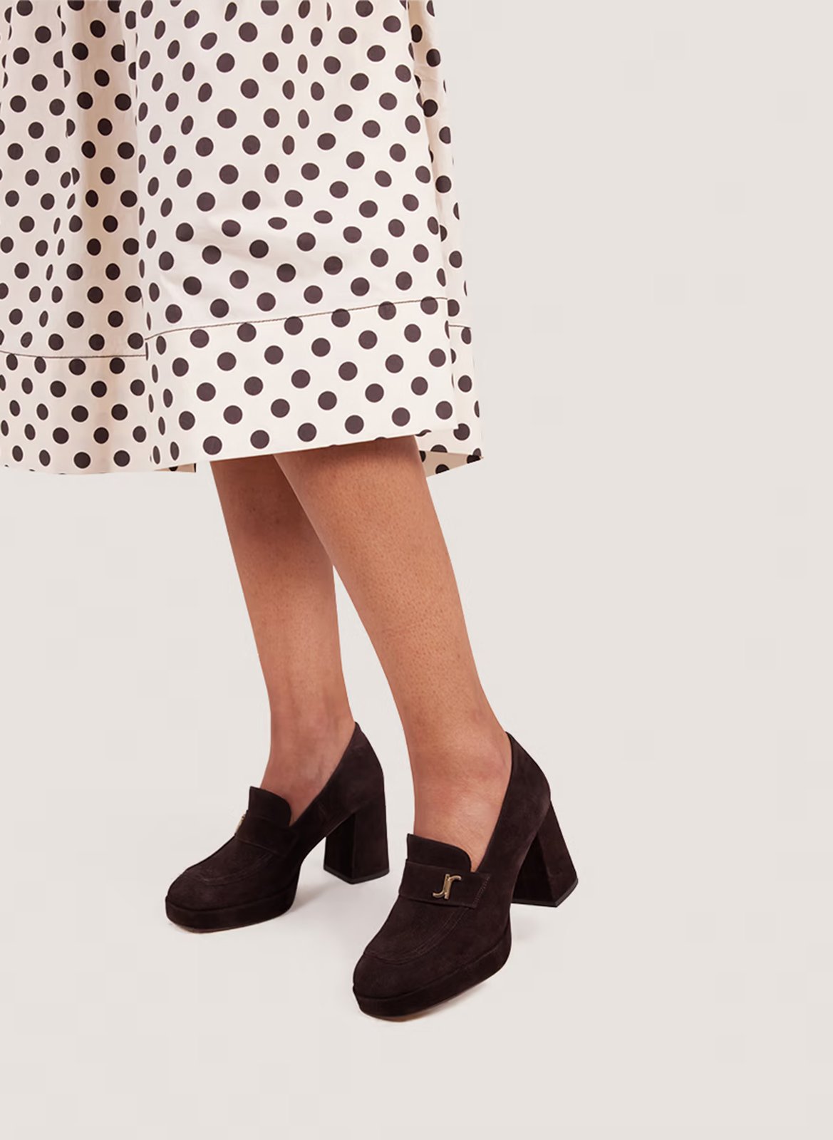 Mocassins à talons en cuir velours violon JONAK Marron