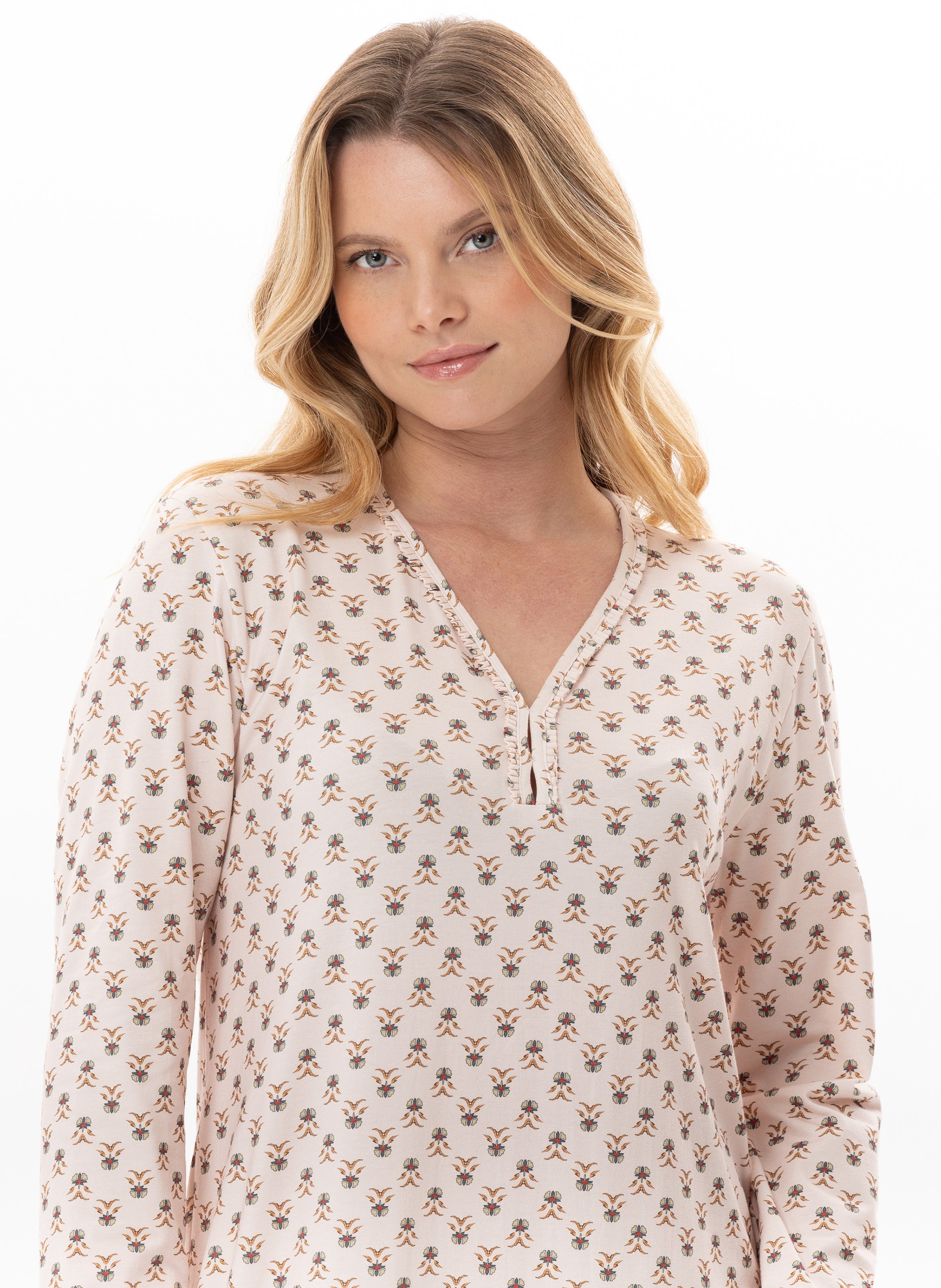 Chemise de nuit longue en coton modal tea time 111 LE CHAT Multicolore