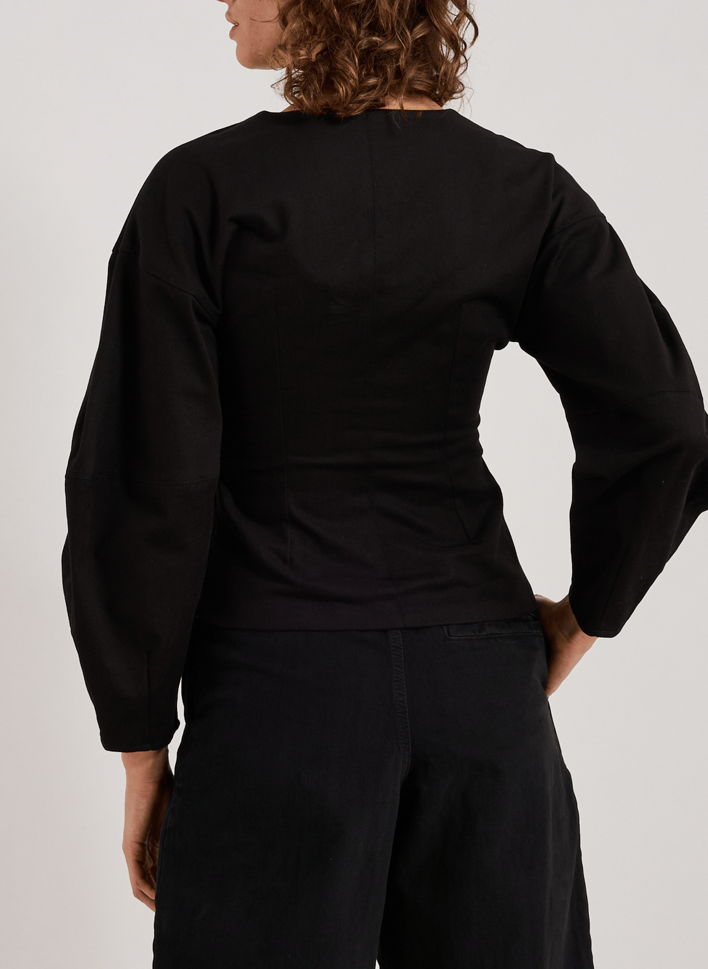 Top col V en coton TOPSHOP Noir