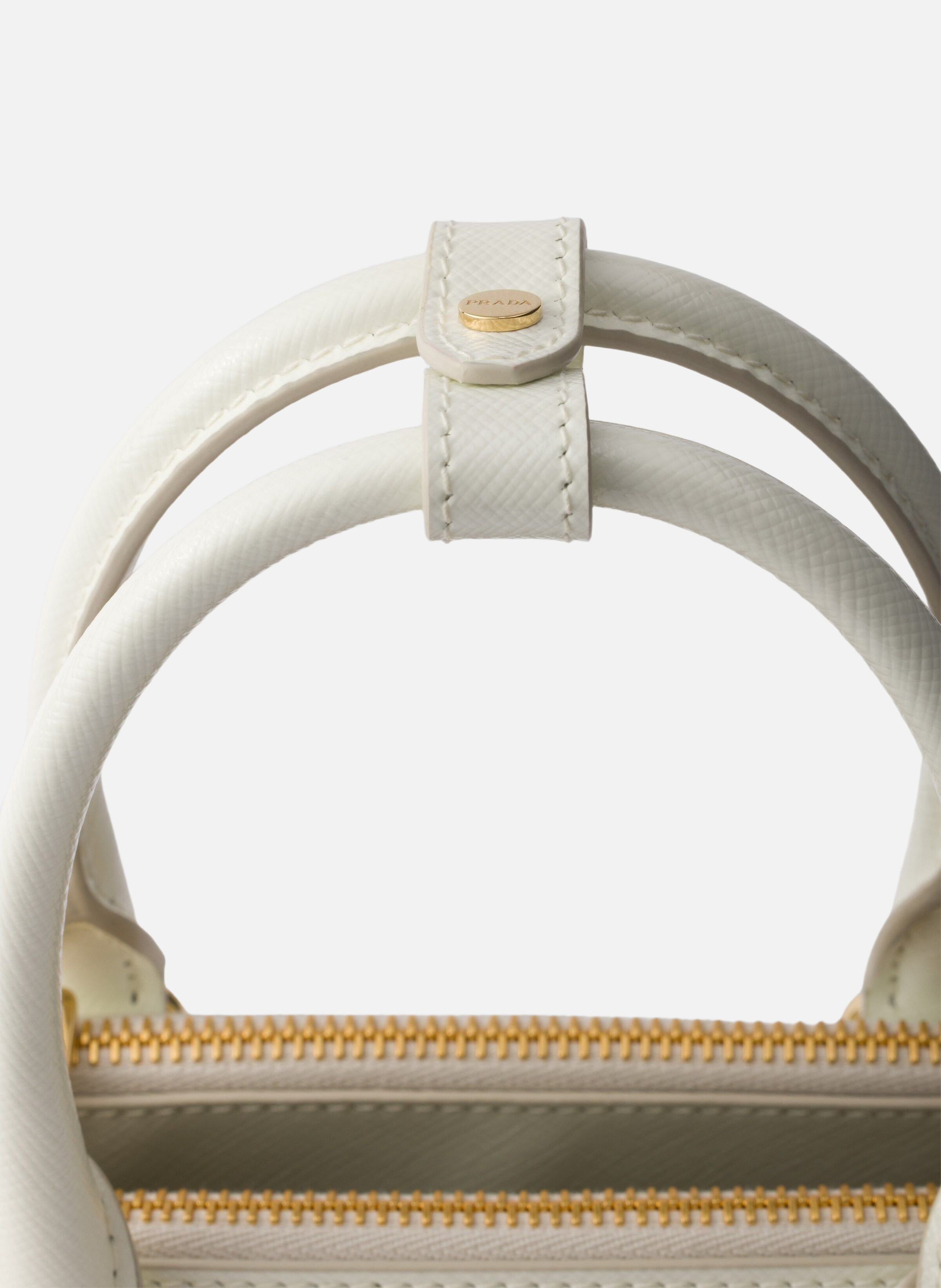 Mini sac prada galleria en cuir saffiano verni PRADA Blanc