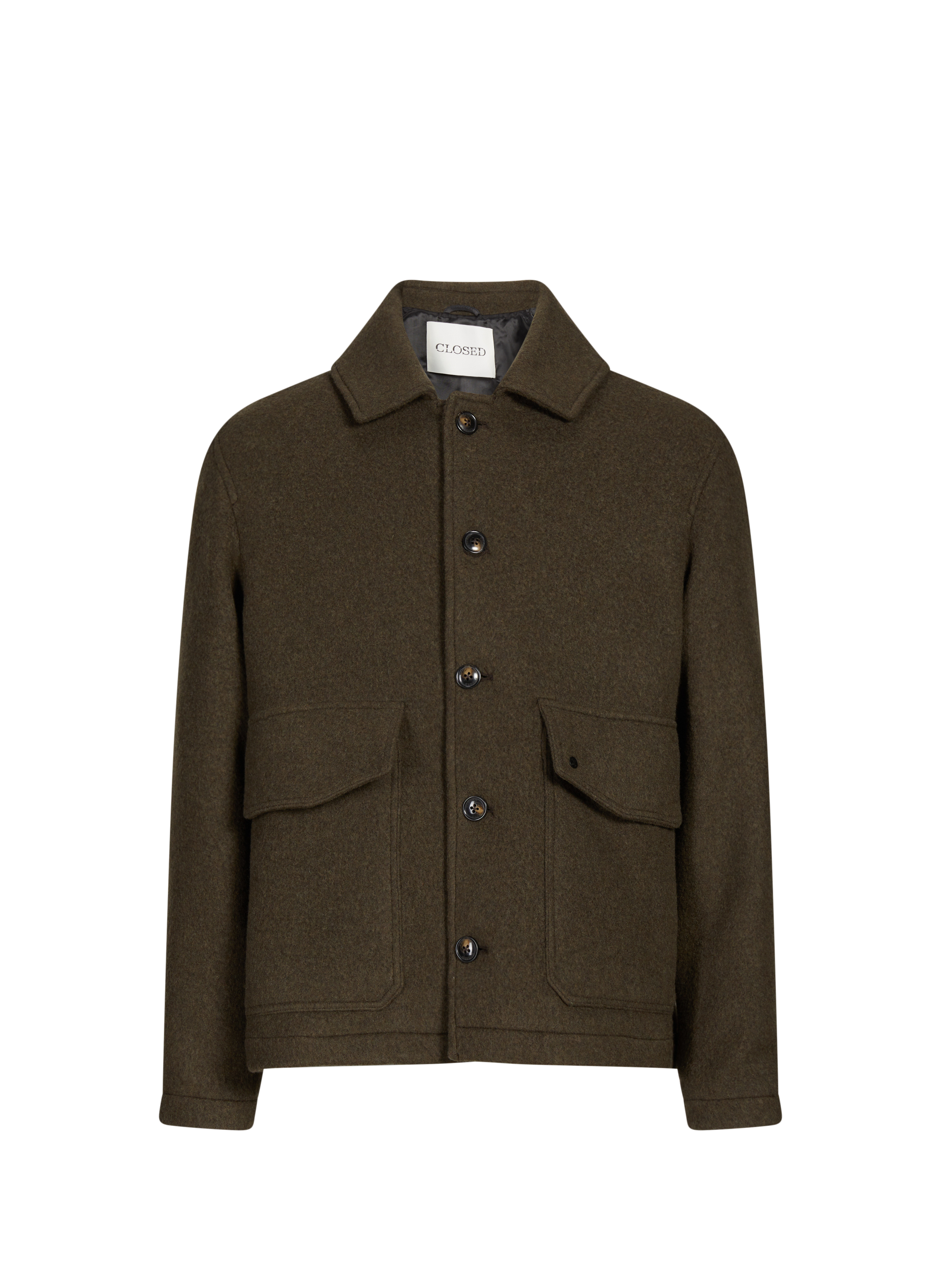 CLOSED Manteau droit en laine mélangée Vert