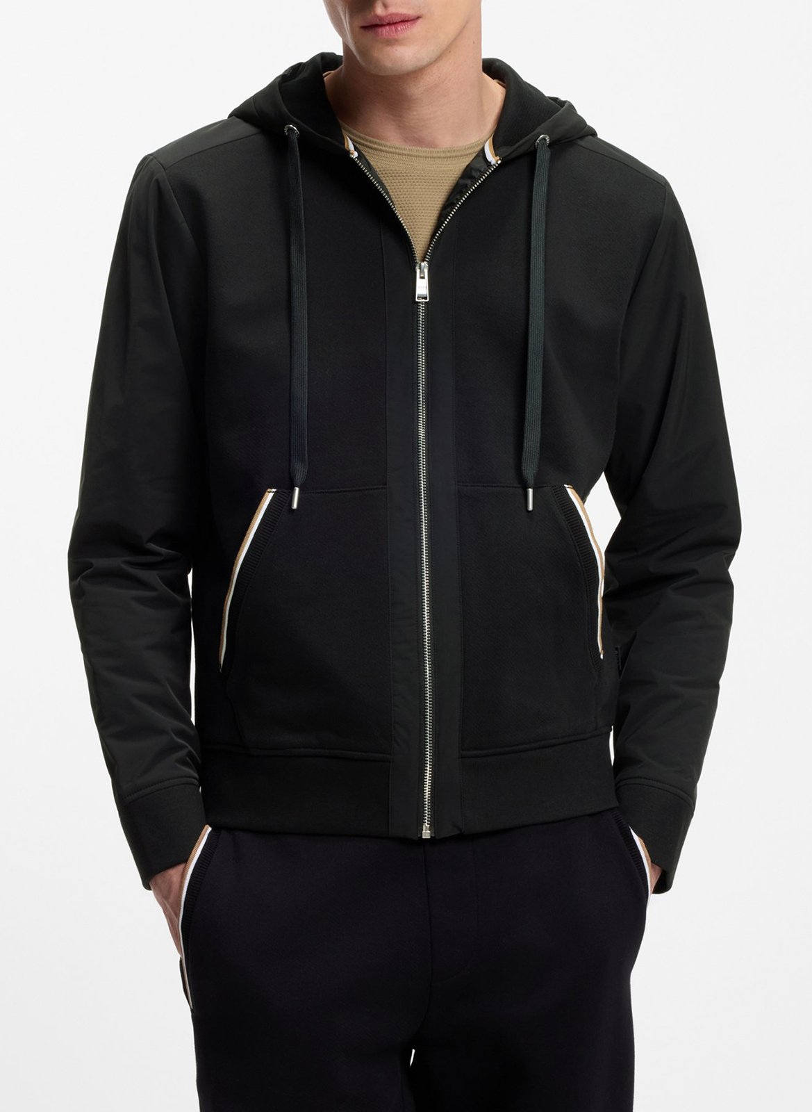 Sweatshirt col rond en coton BOSS Noir