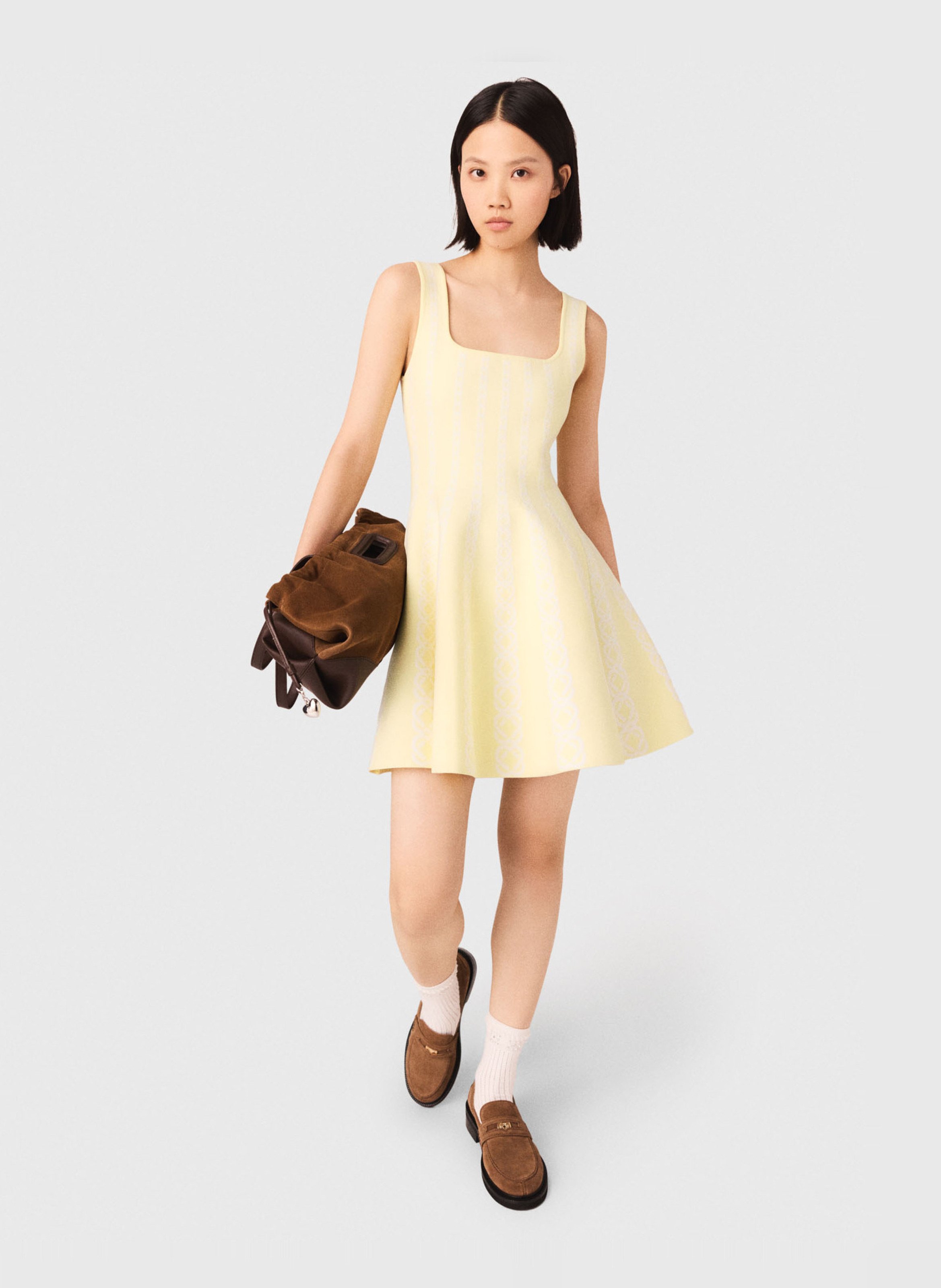 Robe courte col carré MAJE Jaune