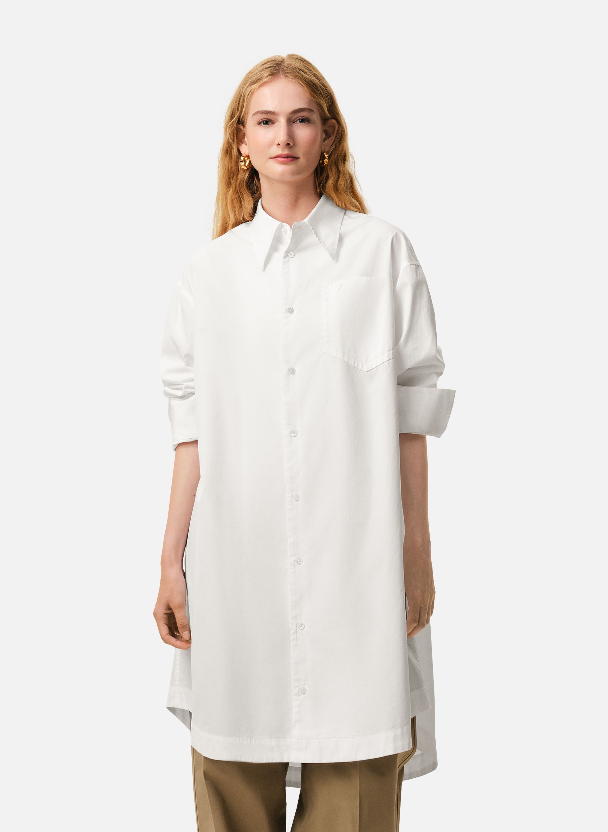 Chemise large ami de coeur unisexe en coton AMI PARIS Blanc