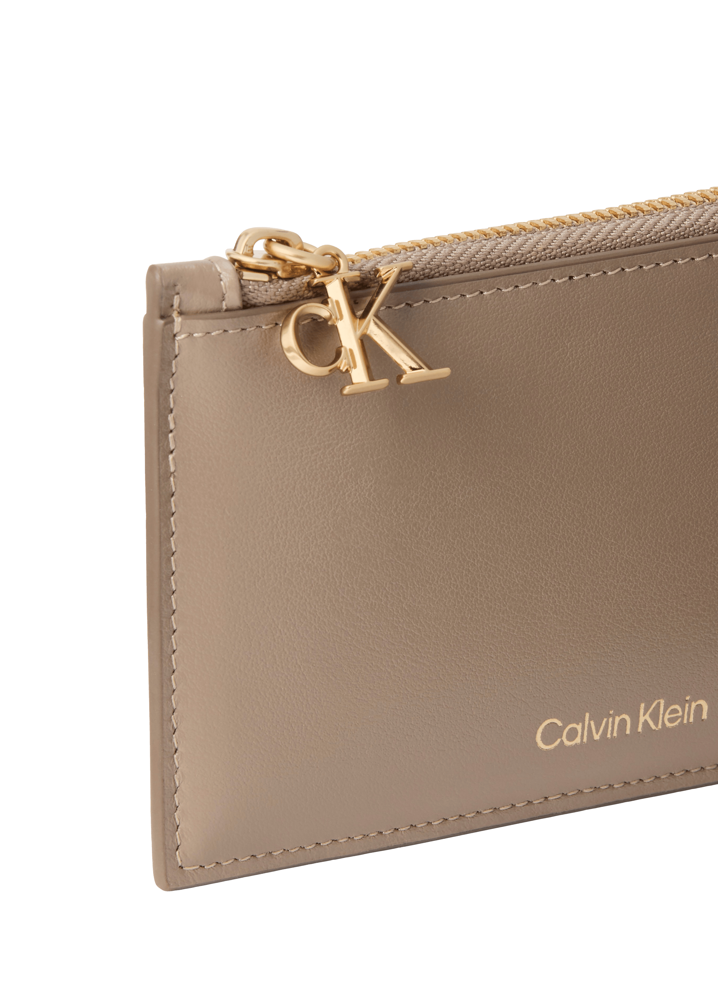  Leather card holder CALVIN KLEIN Beige